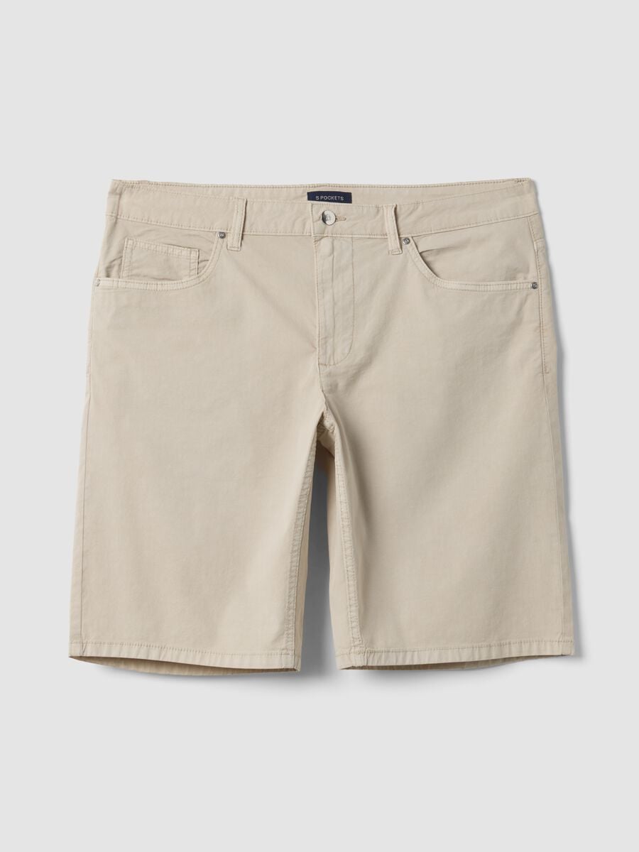Grey regular-fit stretch cotton Bermuda shorts_4