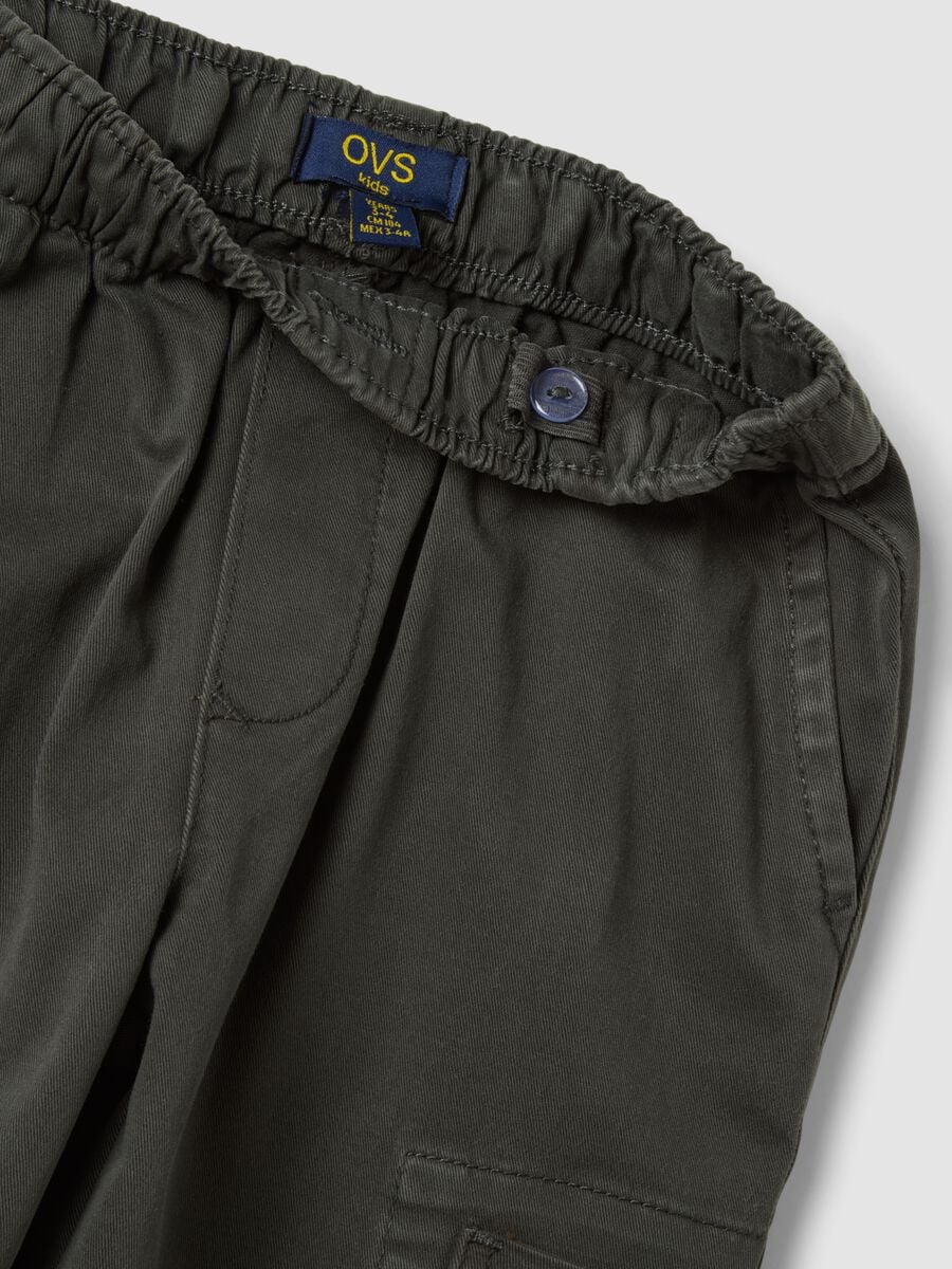 Grey stretch-cotton joggers with cargo pockets_3