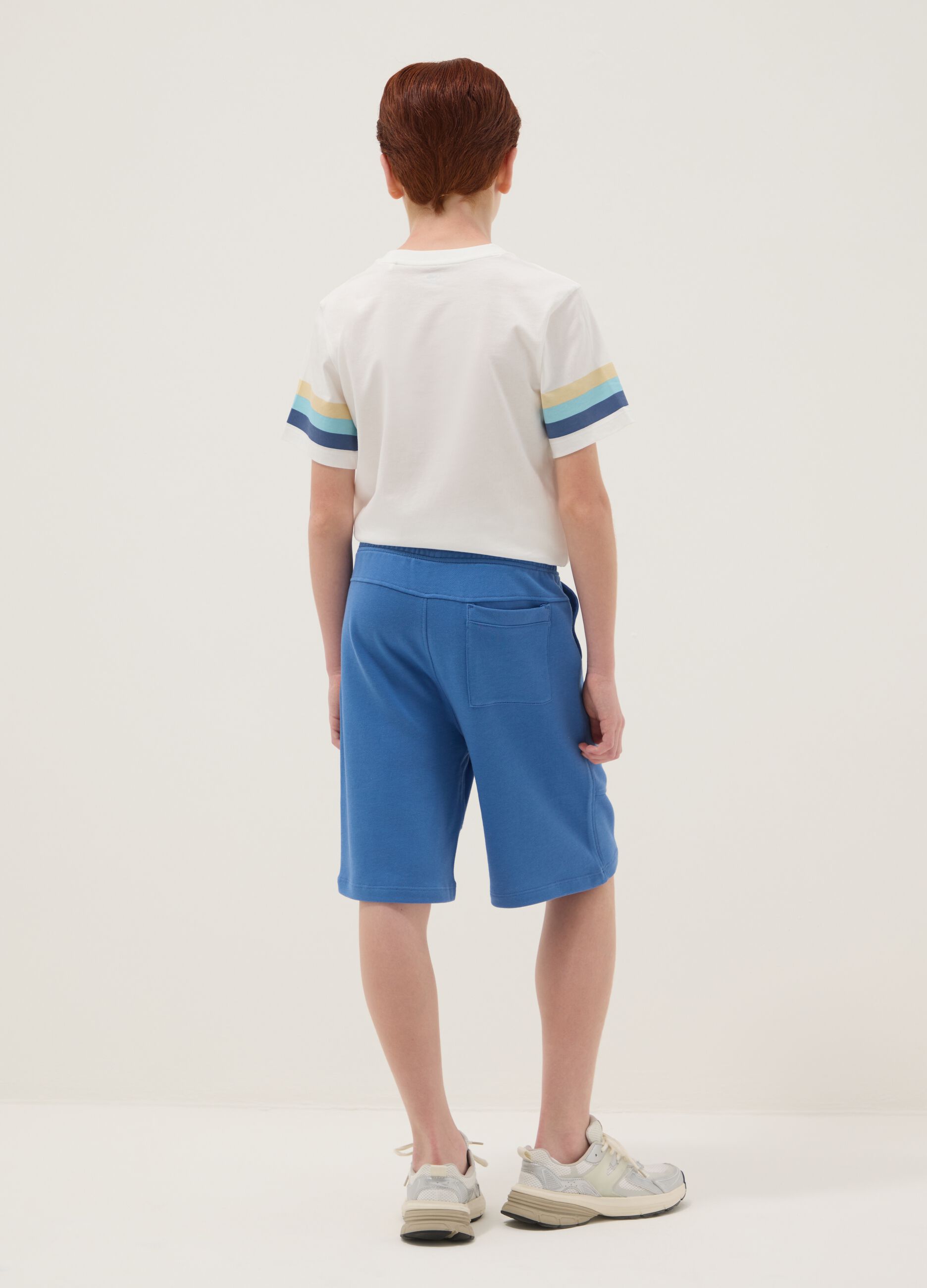 Boys' blue pure cotton shorts, comfort fit