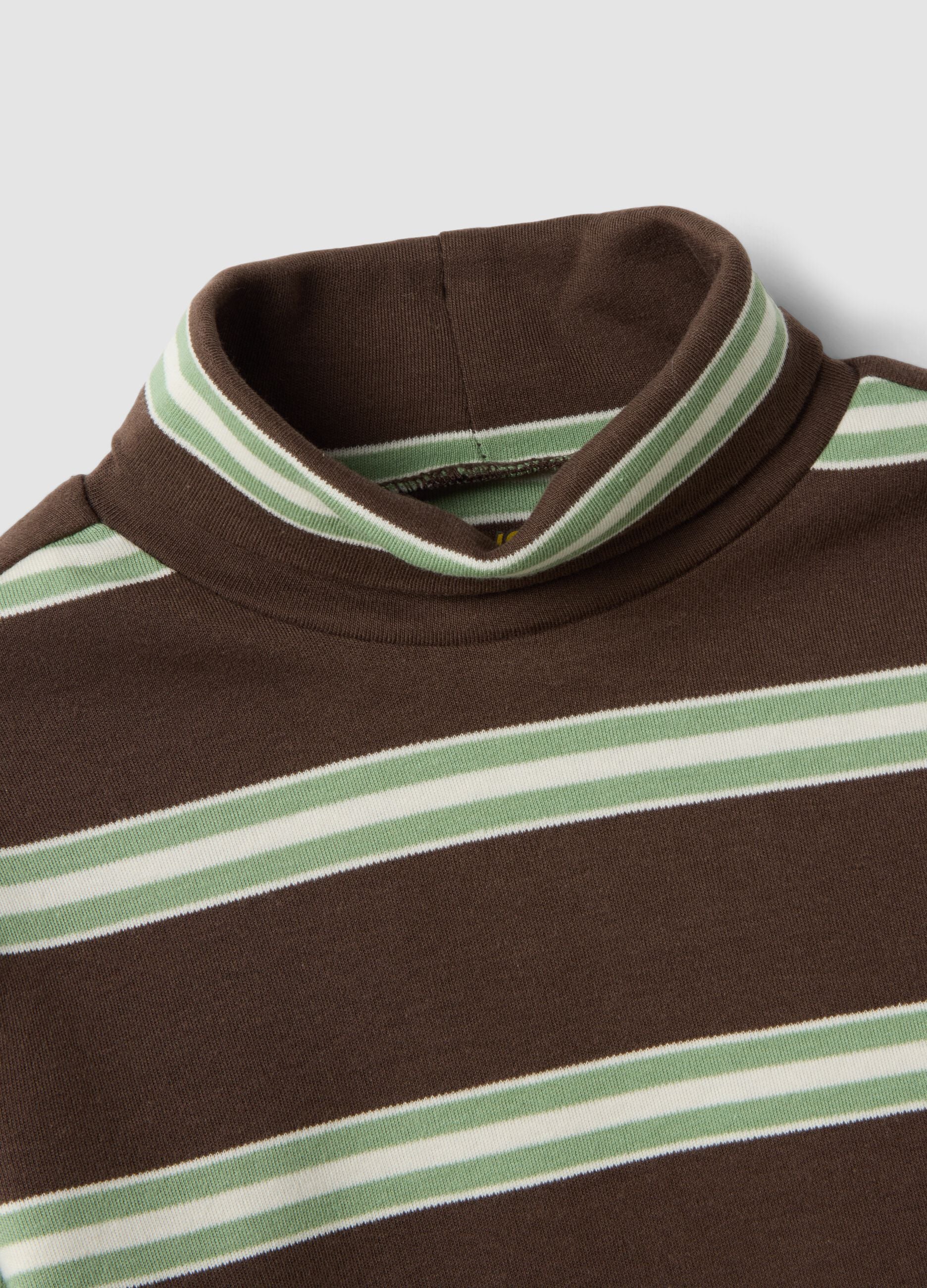 Light brown organic cotton polo-neck T-shirt