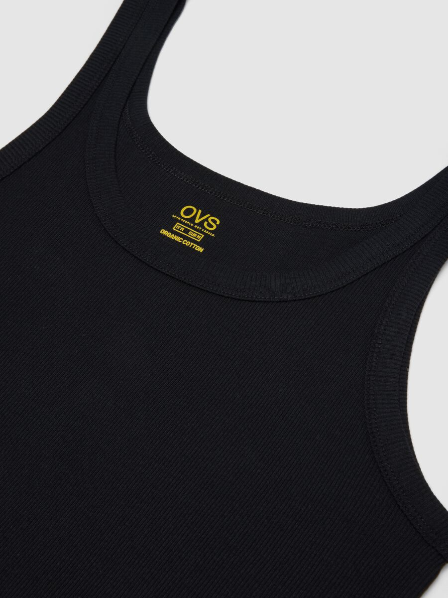 Pure black cotton tank top regular fit_5