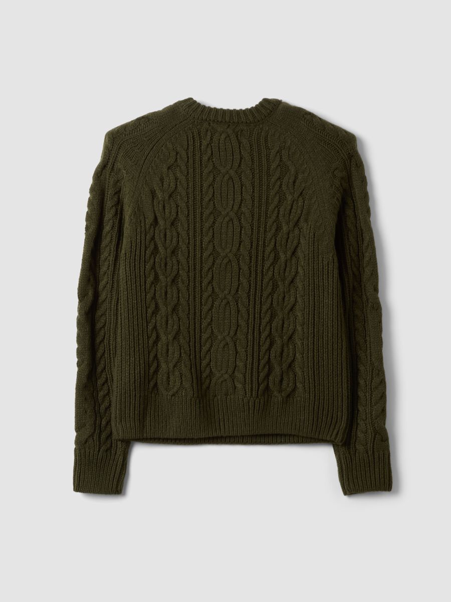 Green cable-knit wool-blend crew neck jumper_6