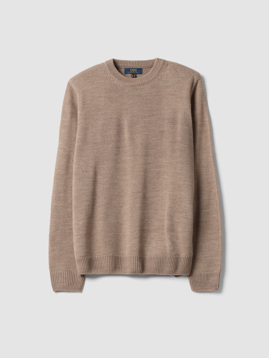 Beige crew-neck regular-fit jersey knit jumper_0