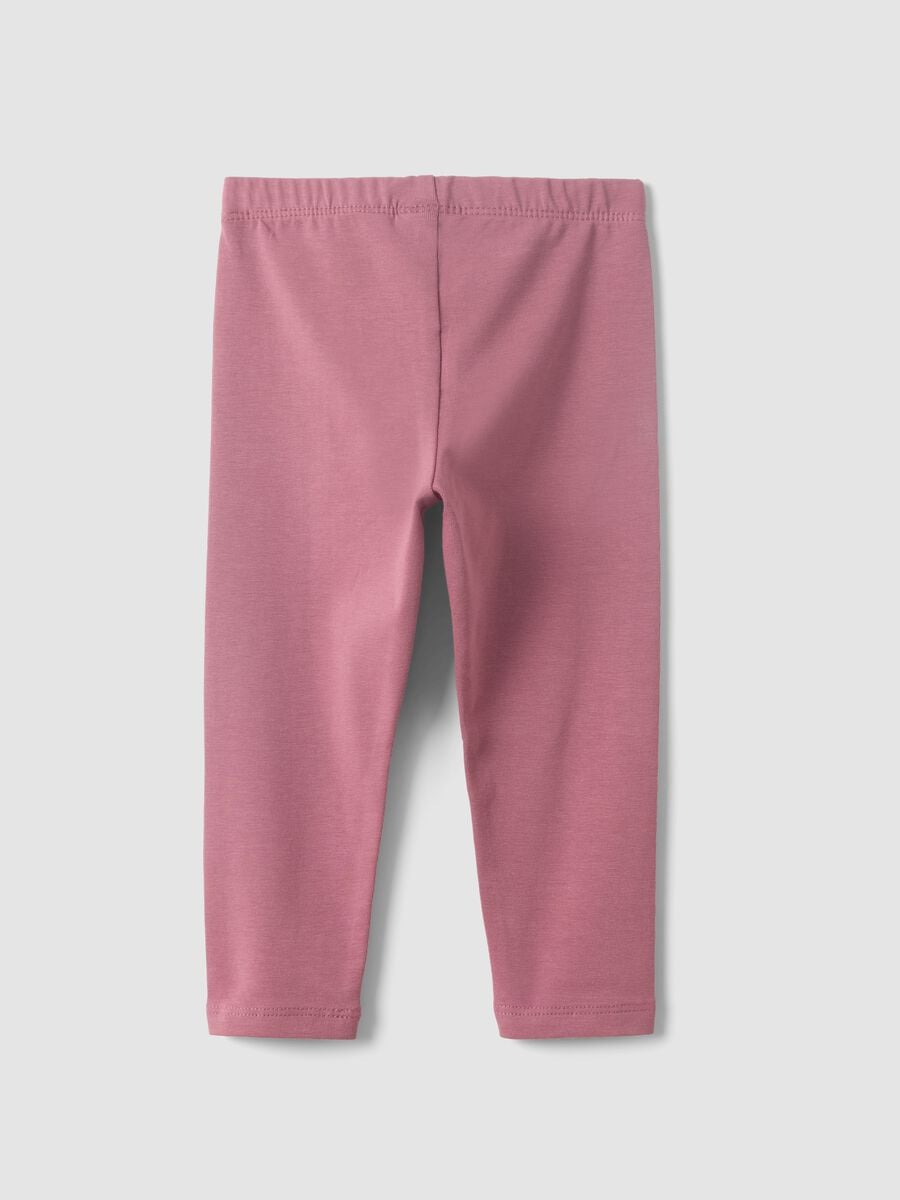 Purple slim-fit organic cotton blend leggings for baby girl_1