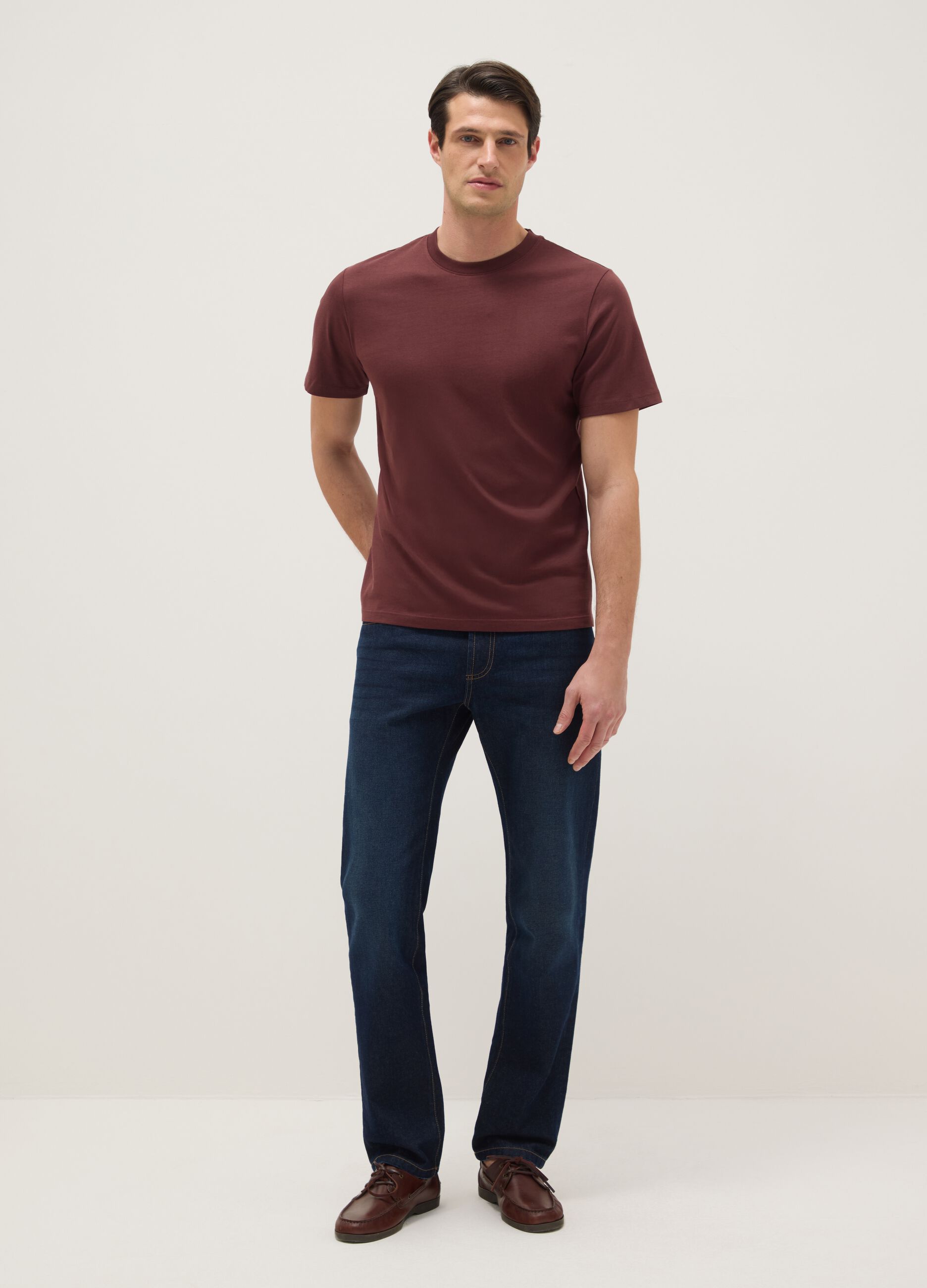 Red pure cotton regular fit T-shirt