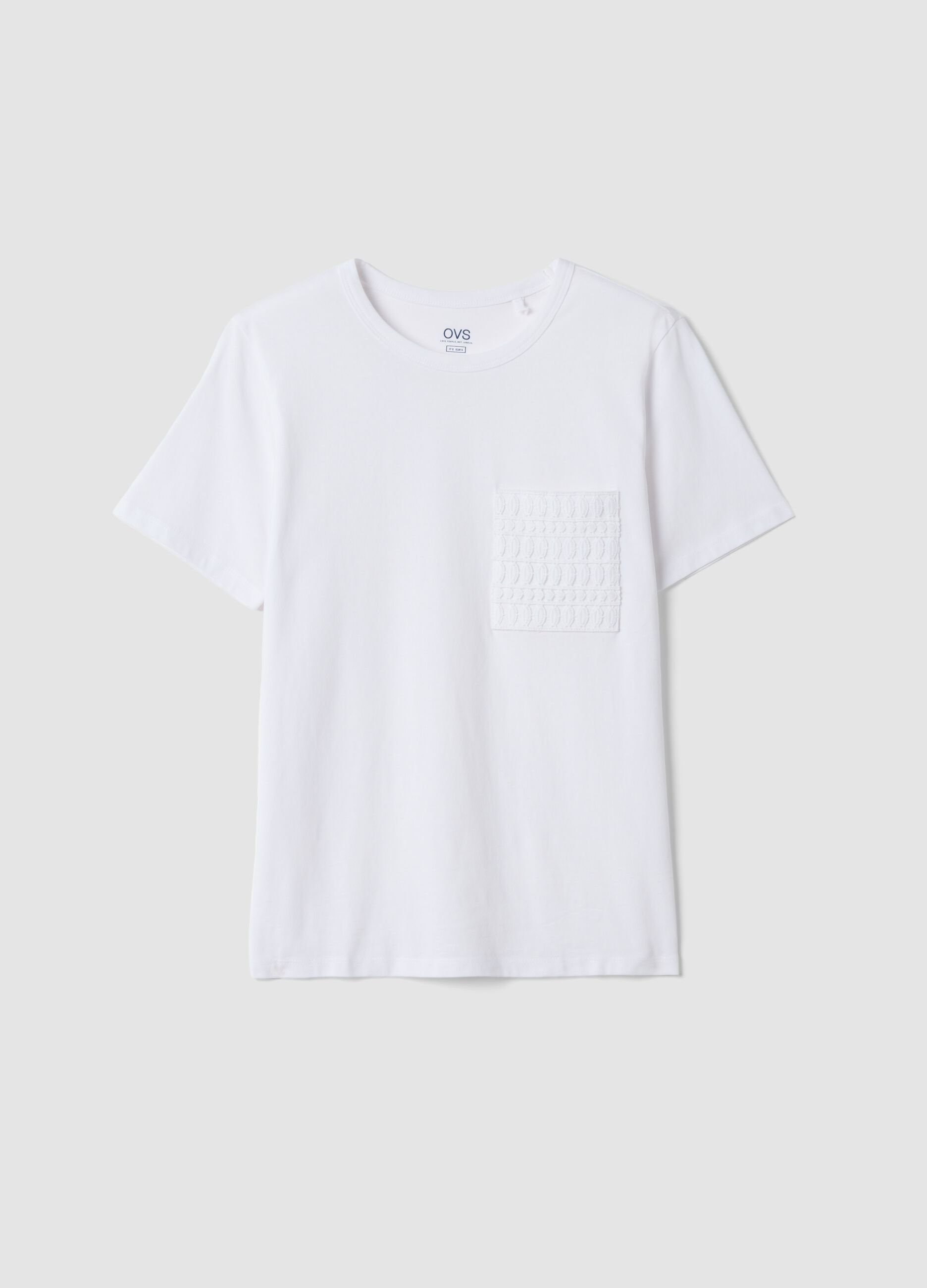 Wei&szlig;es Regular-Fit T-Shirt aus reiner Baumwolle mit bestickter Brusttasche