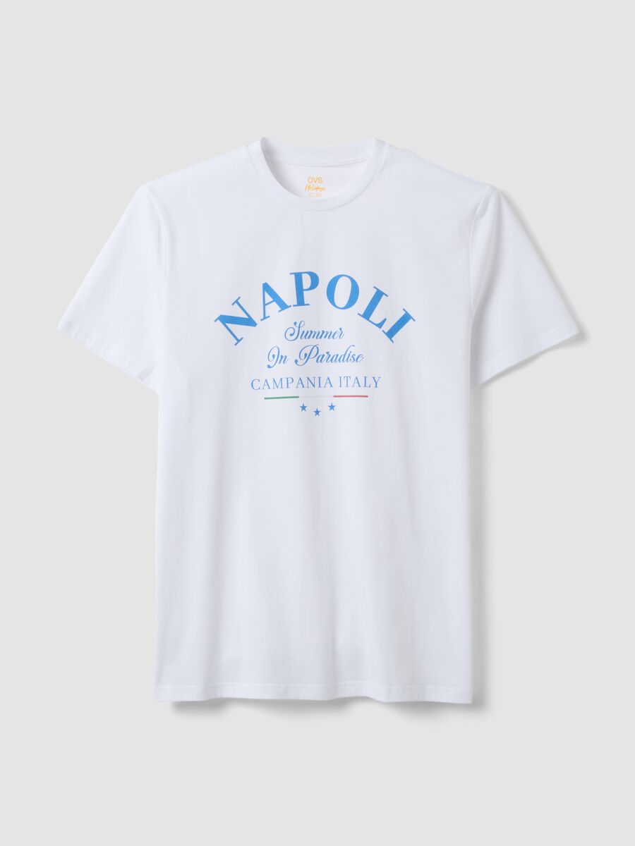 Wei&szlig;es T-Shirt aus reiner Baumwolle mit Print, Regular Fit_4