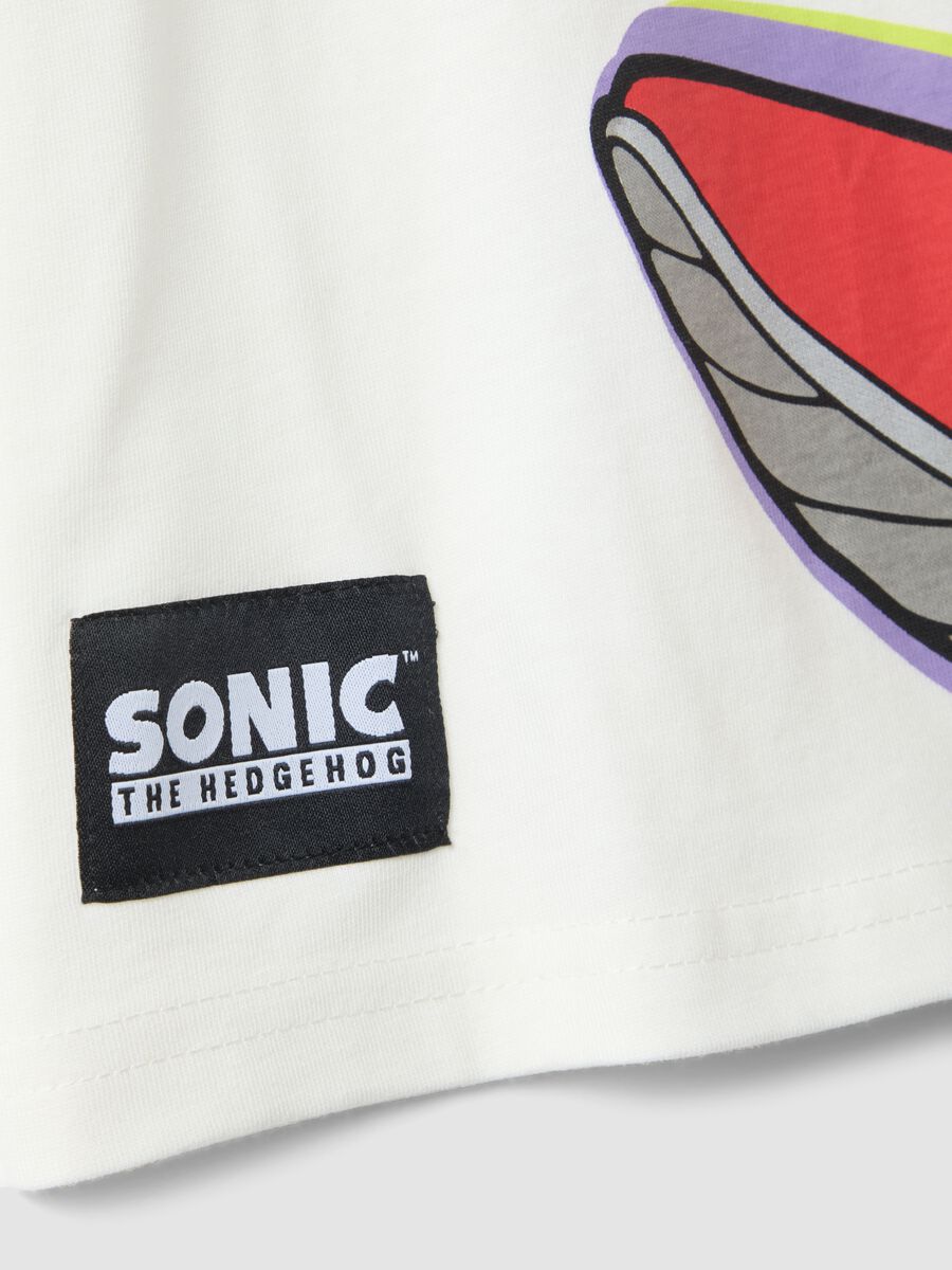 White pure cotton boys' t-shirt regular fit with Sonic_3