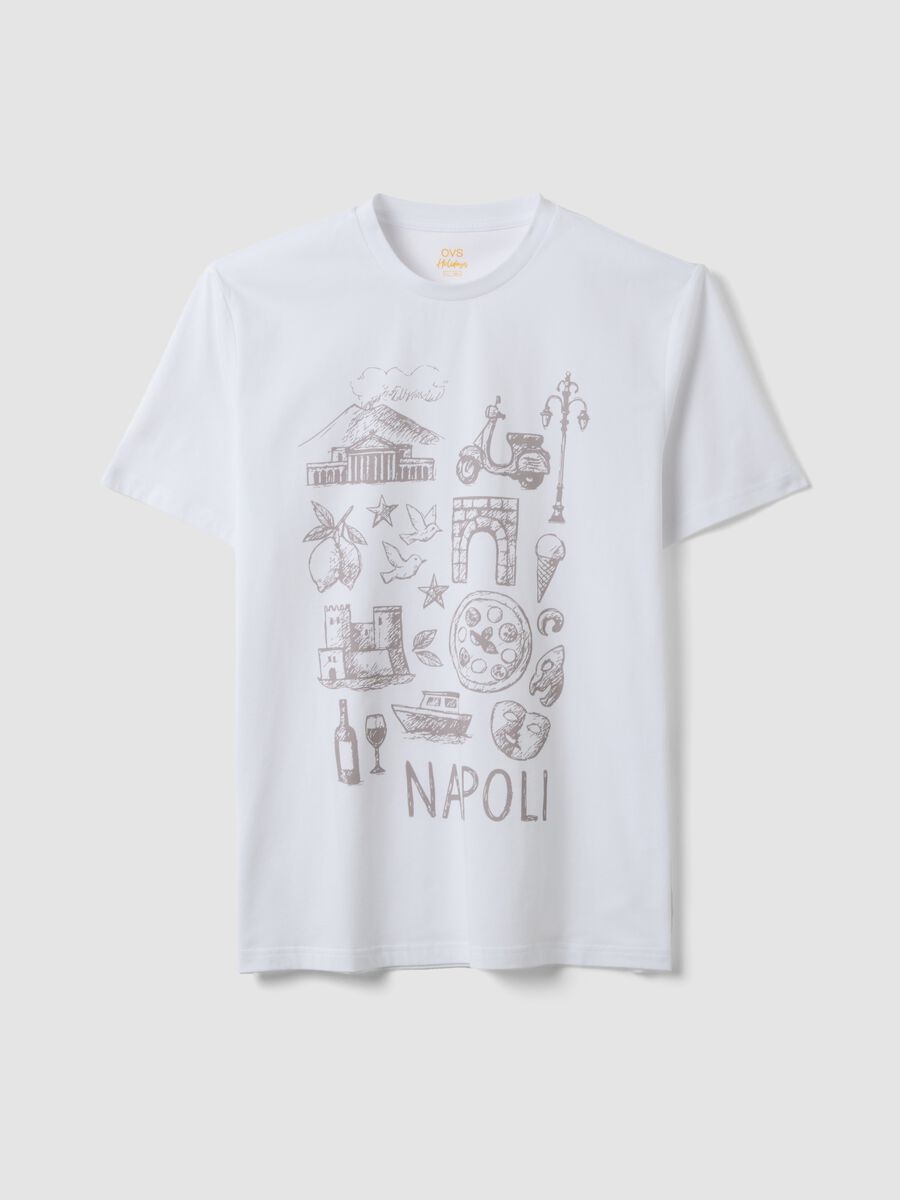 Wei&szlig;es T-Shirt aus reiner Baumwolle mit Frontprint, Regular Fit_4