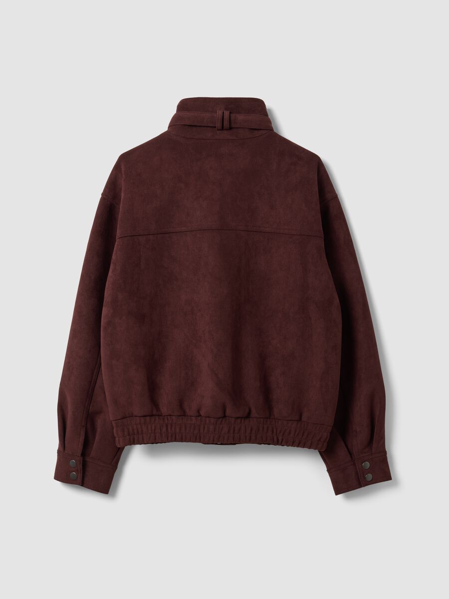 Brown stretch-fabric high-neck jacket, regular fit_5