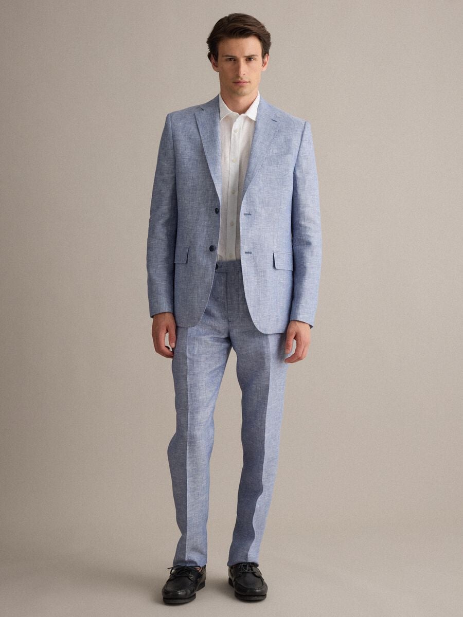 Sky-blue pure linen blazer_1