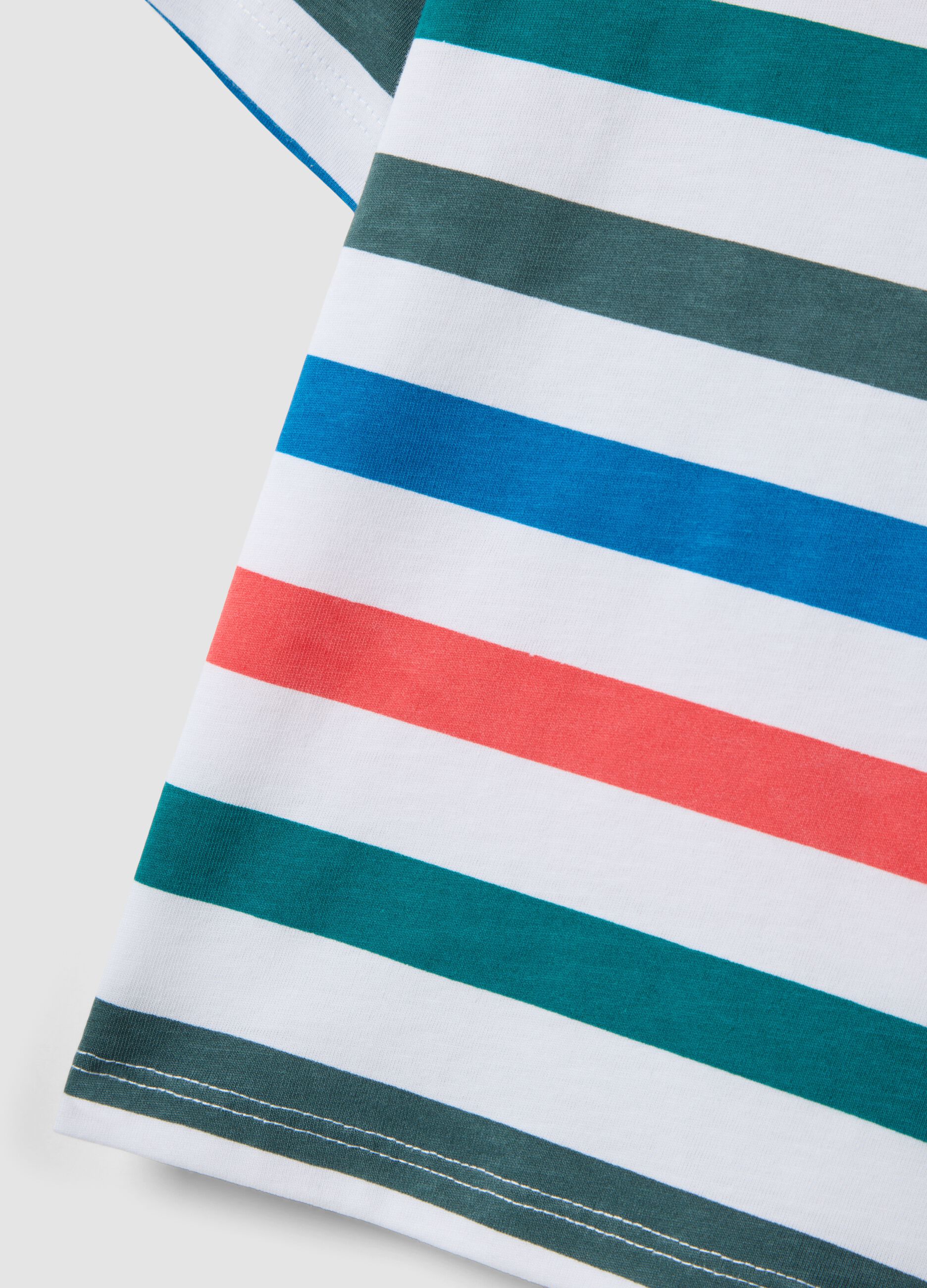 White organic cotton striped T-shirt