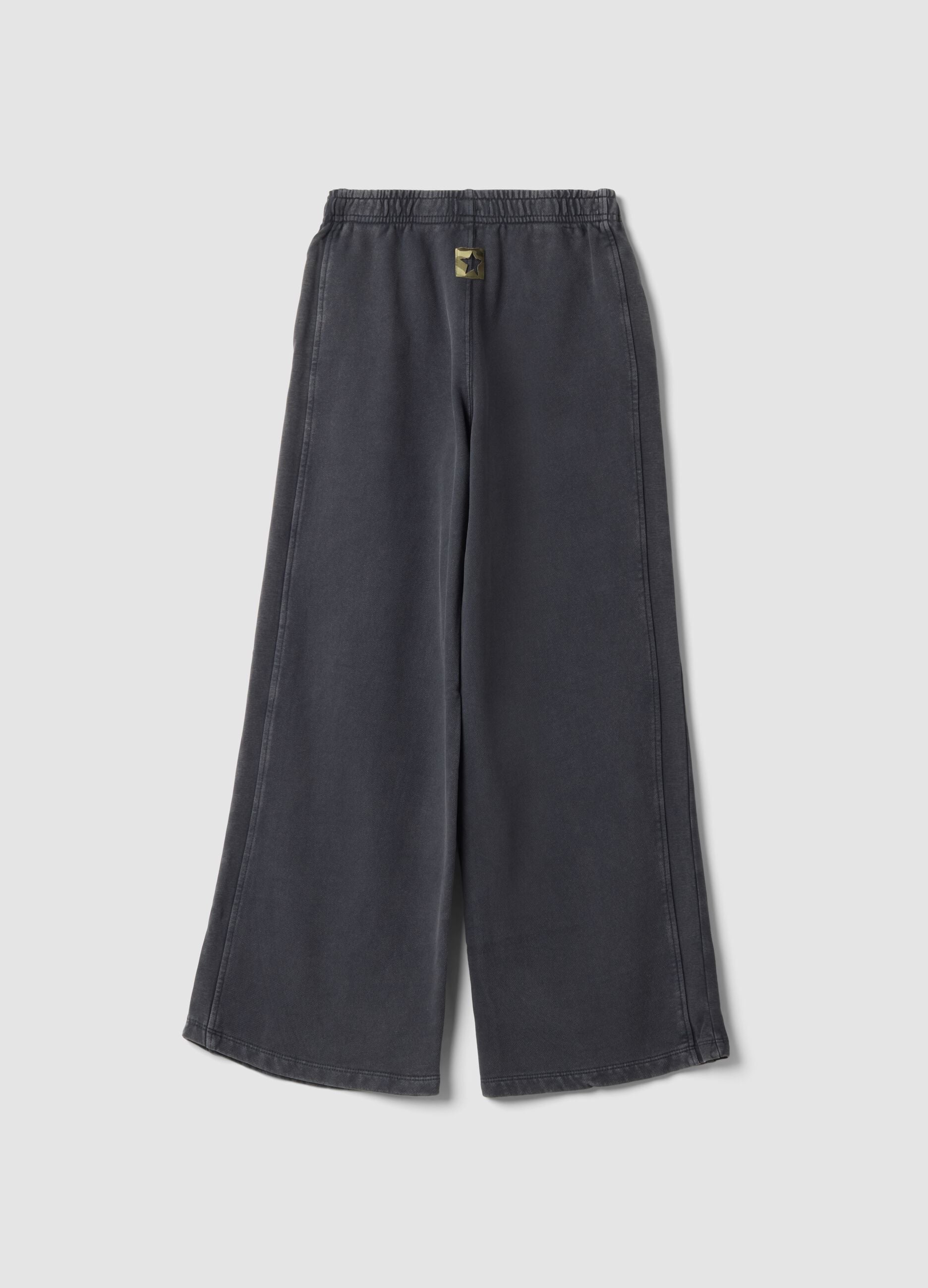 Grey wide-leg trousers in pure cotton