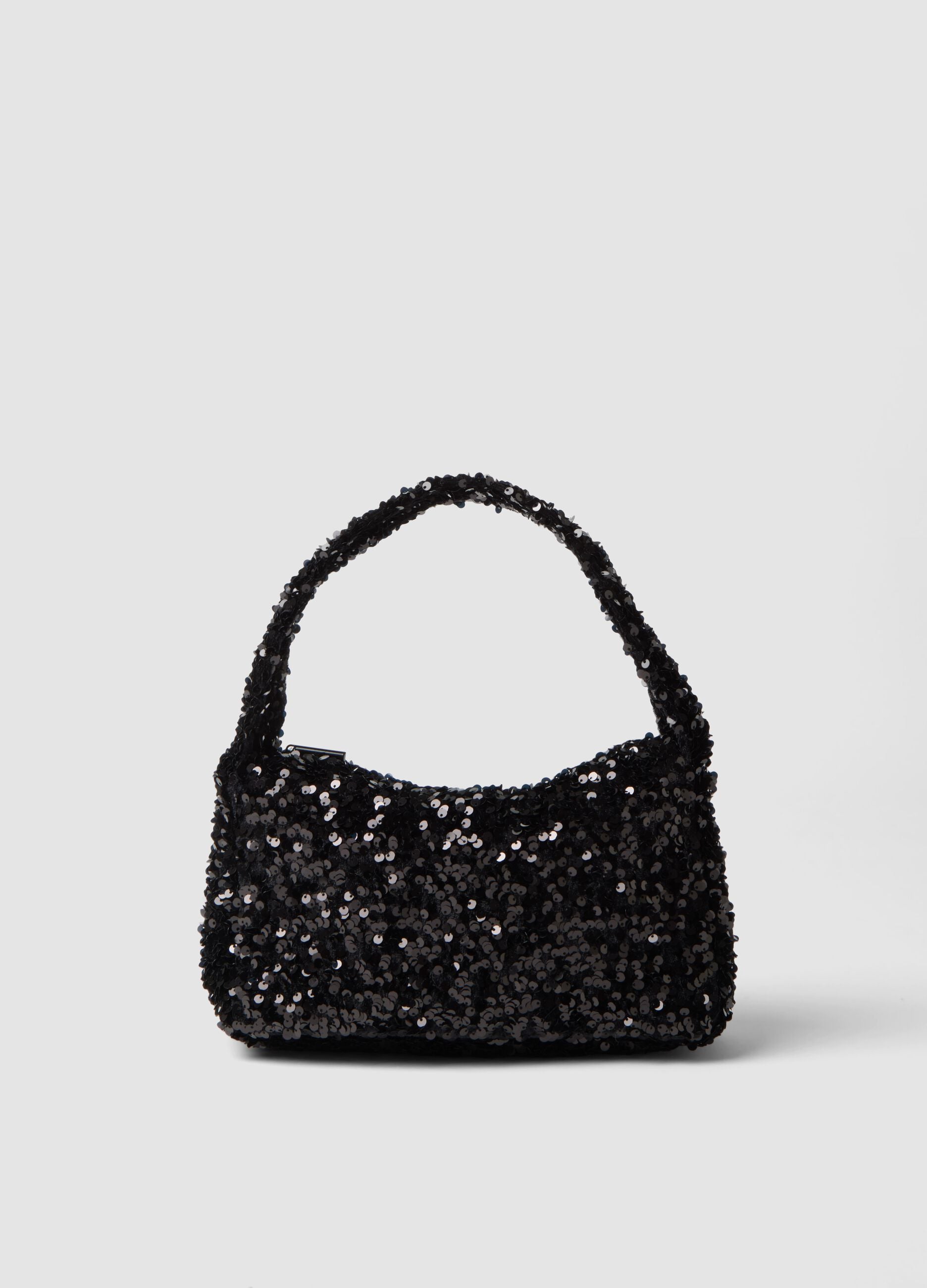 Borsa nera con paillettes a mano