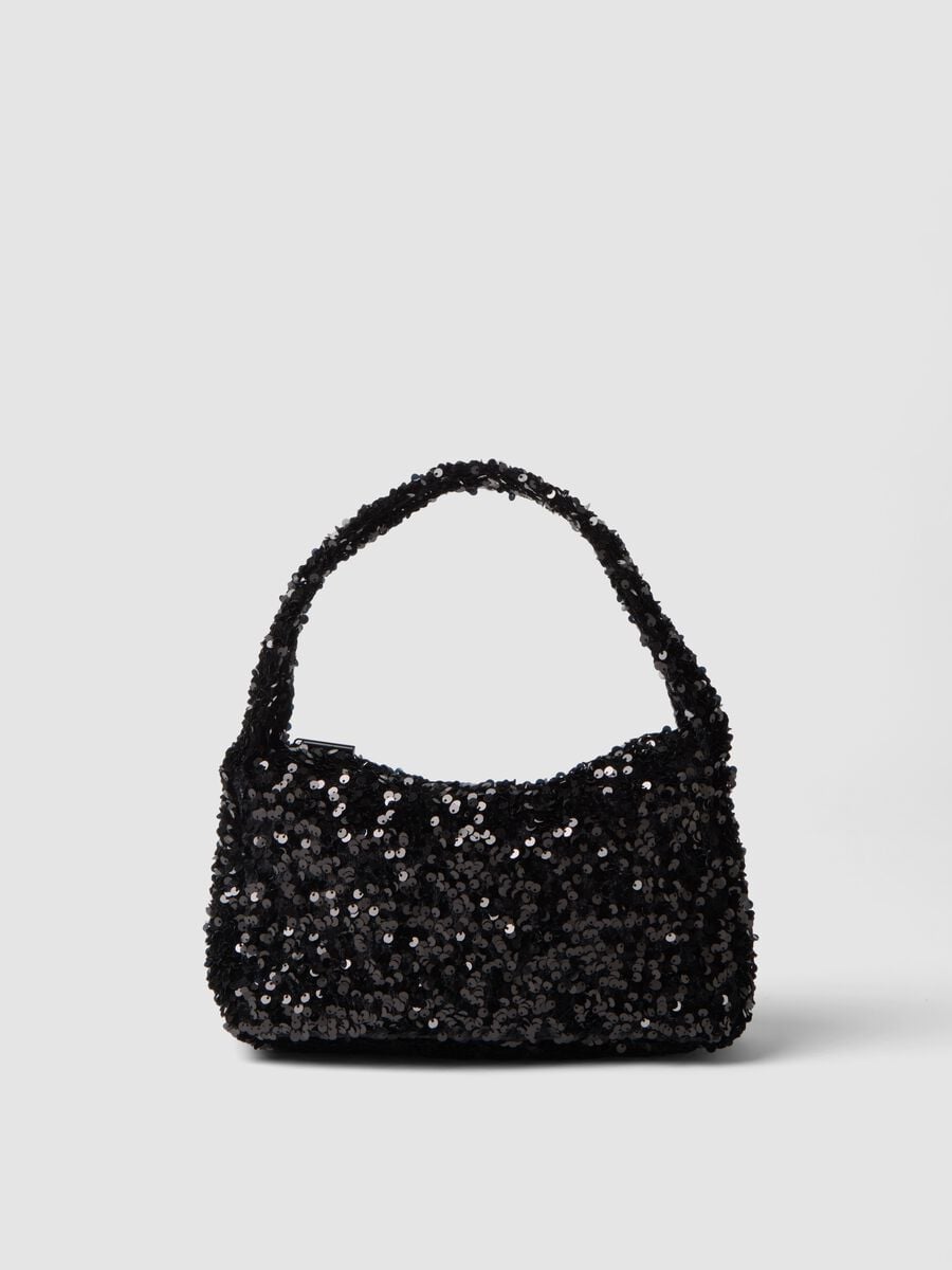 Borsa nera con paillettes a mano_0
