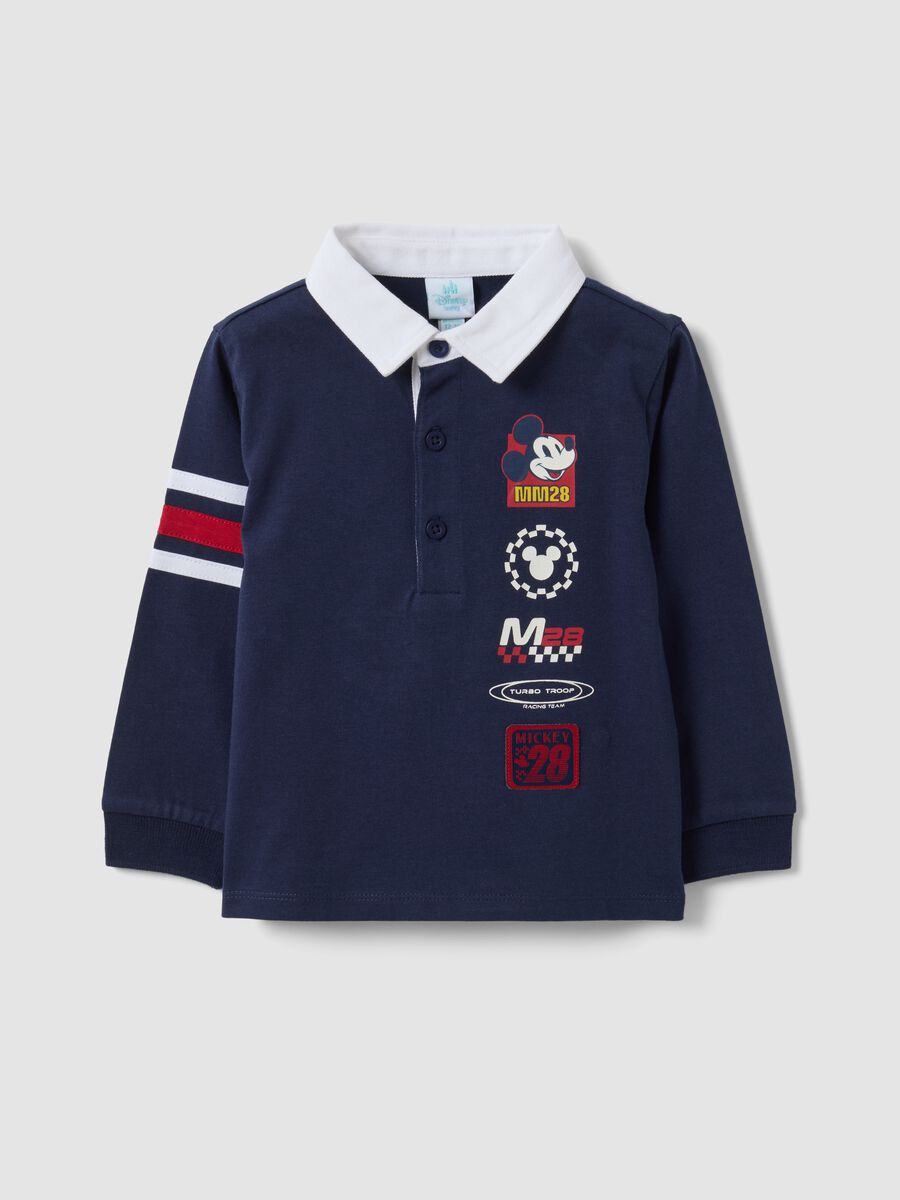 Blue polo shirt in pure organic cotton with Mickey & Friends prints for boys_0
