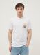 Wei&szlig;es T-Shirt aus reiner Baumwolle mit aufgesetztem Print, Regular Fit_0