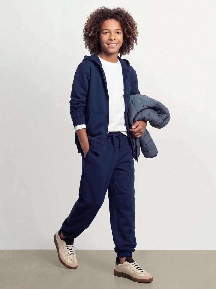 Pantaloni jogger blu in misto cotone organico e viscosa_0