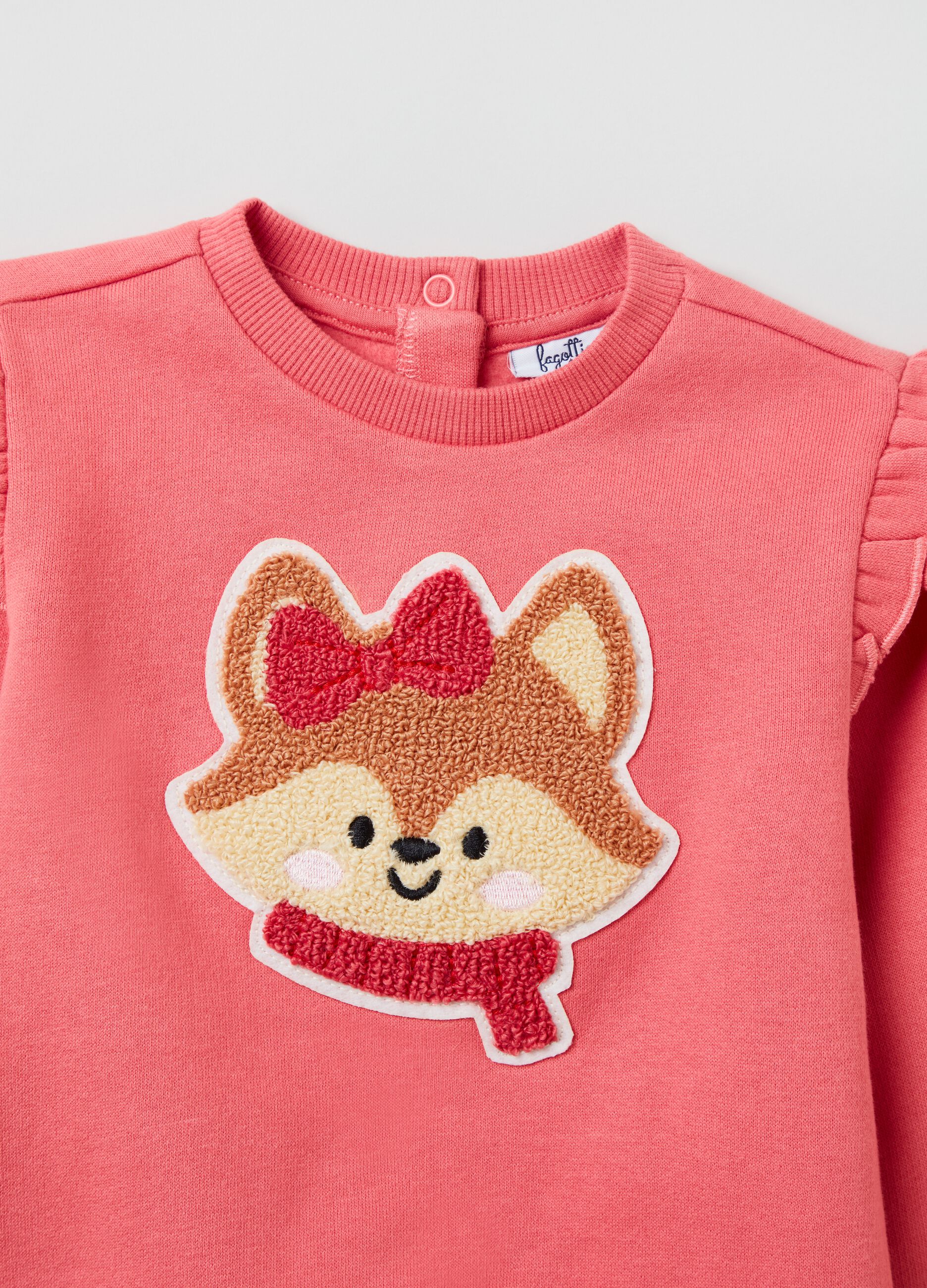 Cotton sweatshirt with fox patch and flounce_2