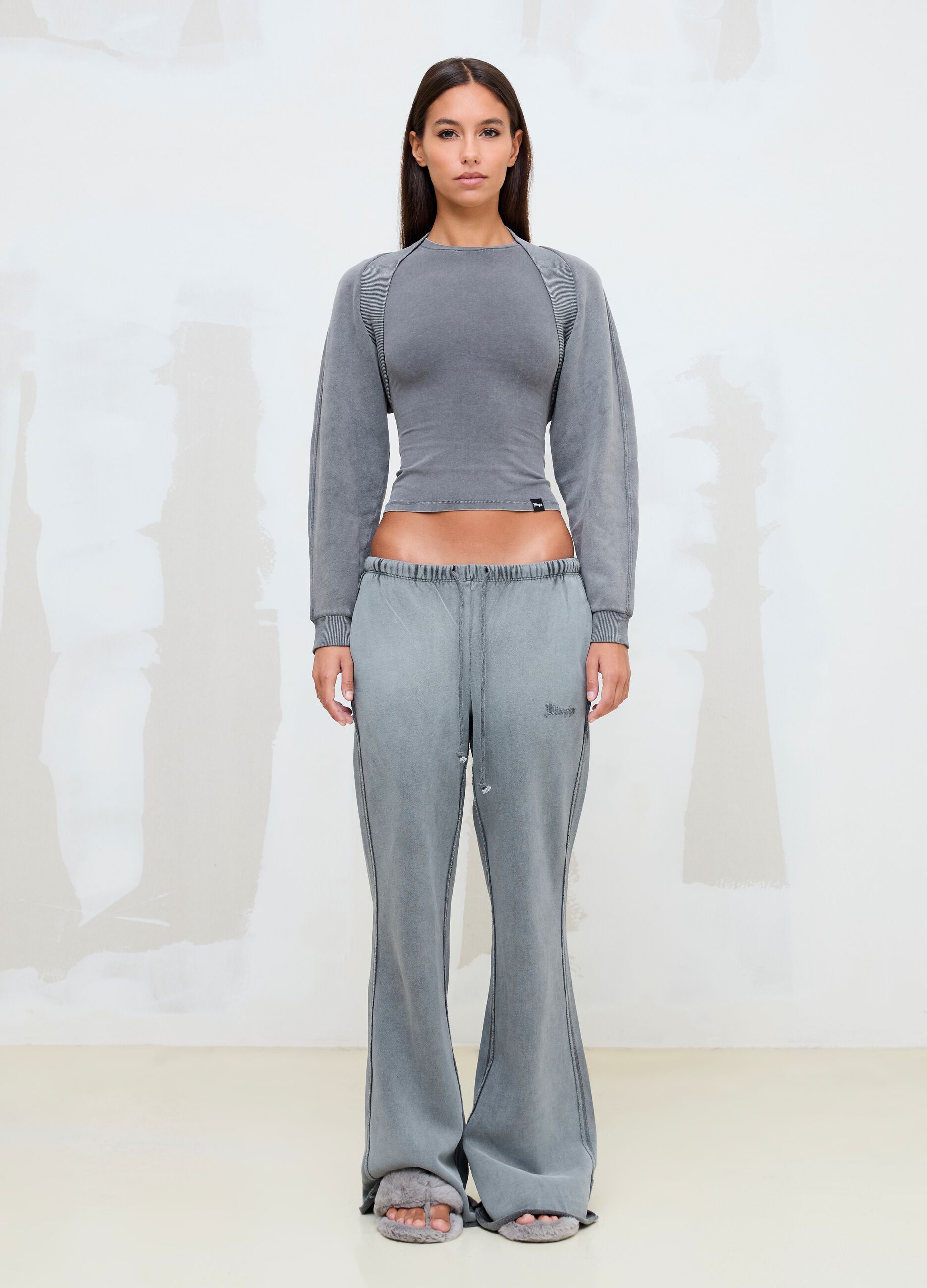 Grey Cropped Shrug Sweatshirt