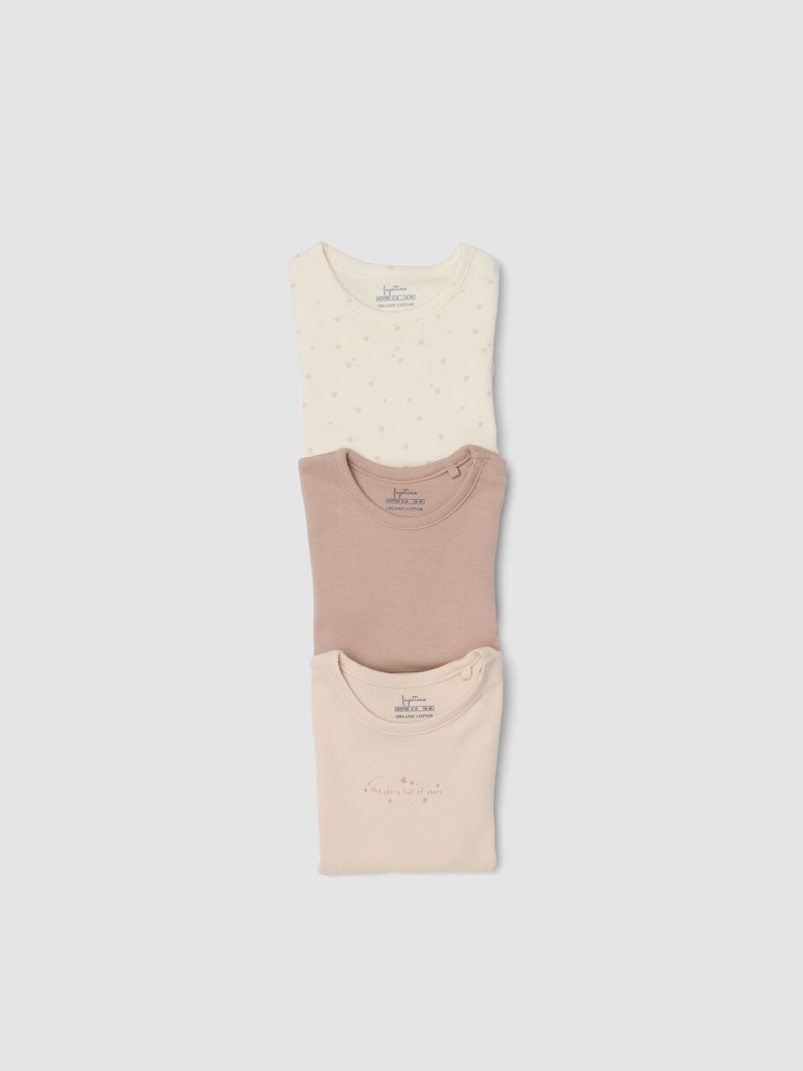Lot de 3 bodies b&eacute;b&eacute; multicolores en pur coton bio &agrave; col rond_2