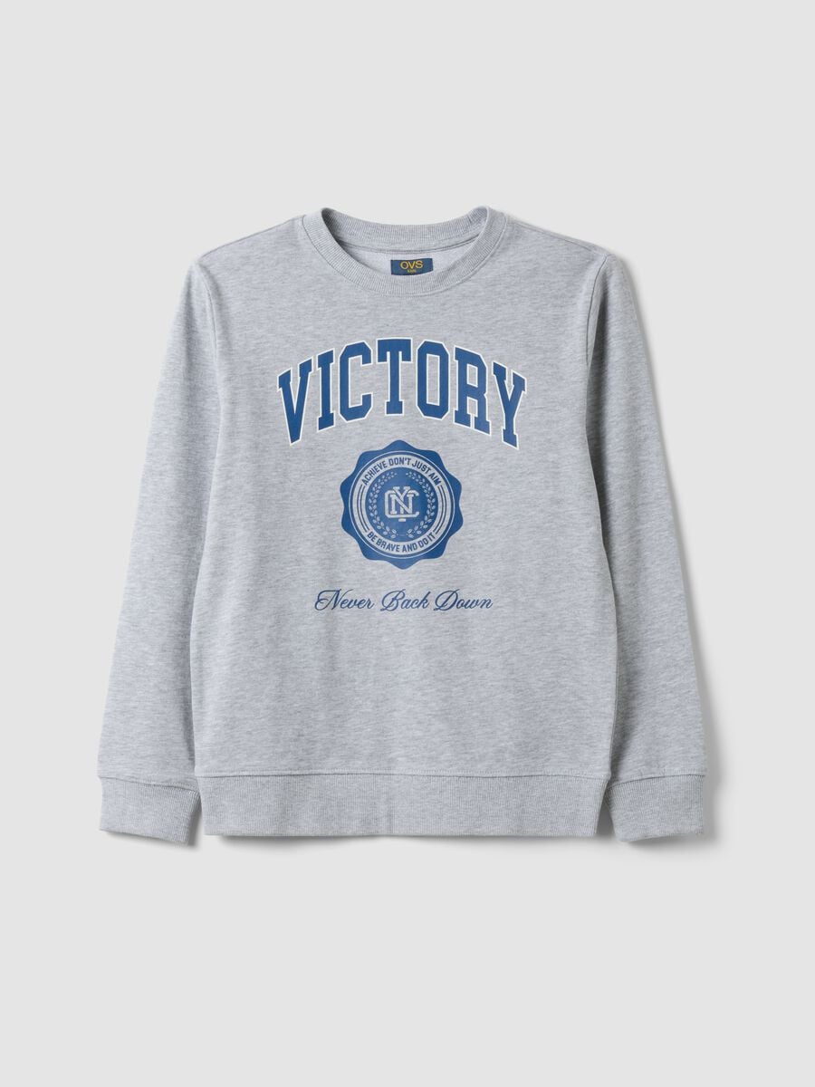 Sweatshirt cinzenta em mistura de algod&atilde;o e viscose com inscri&ccedil;&atilde;o &ldquo;Victory&rdquo; para rapaz_3