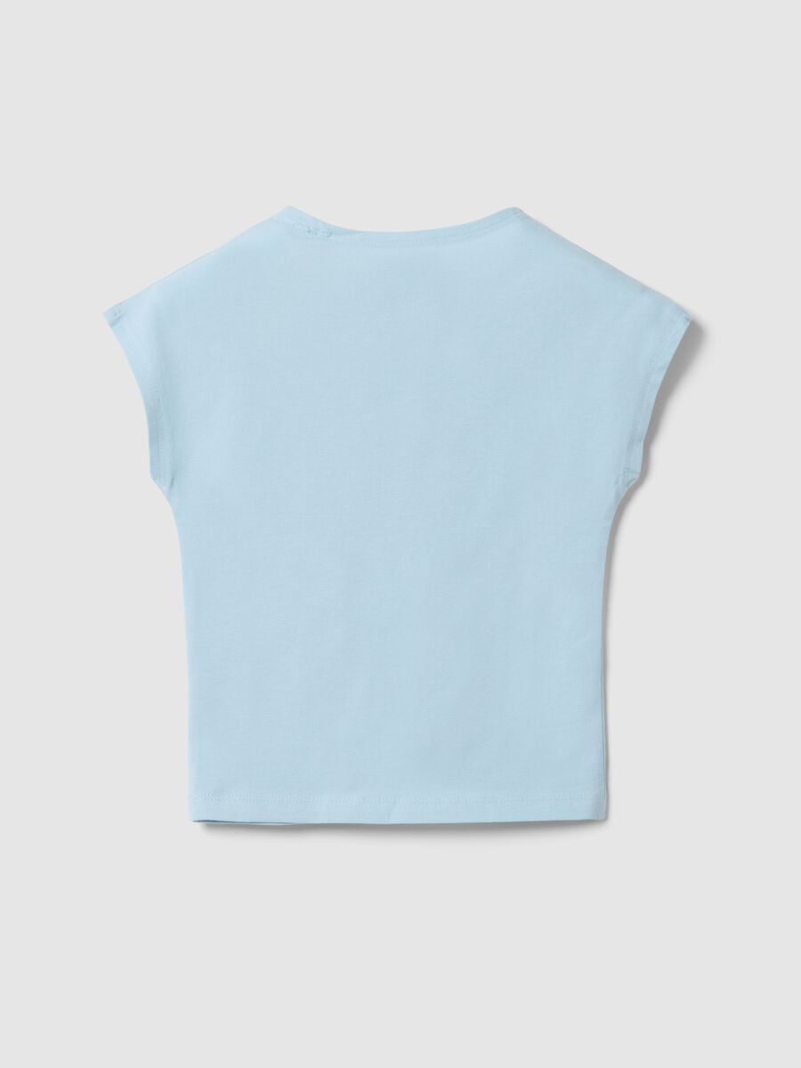 Slim Fit Girl's Blue Stretch Cotton T-shirt_4