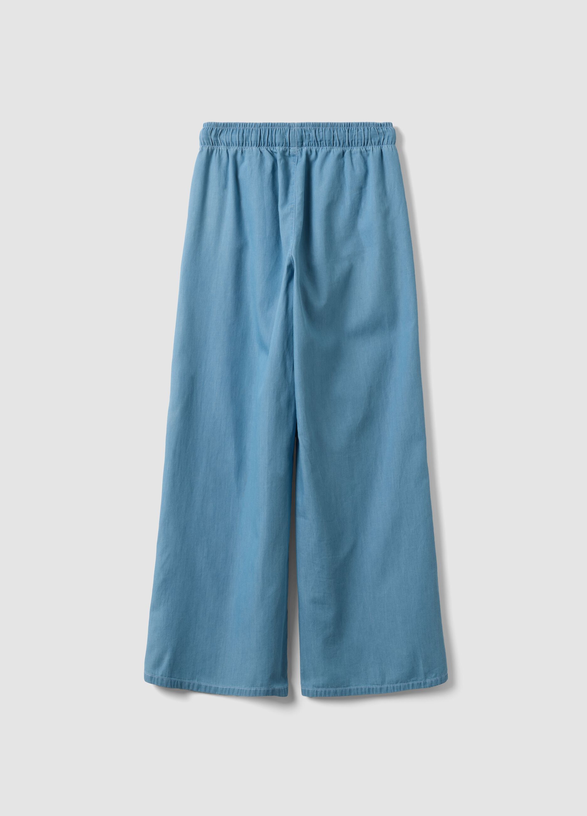 Hellblaue Wide-Leg-Jeanshose aus reiner Baumwolle f&uuml;r M&auml;dchen