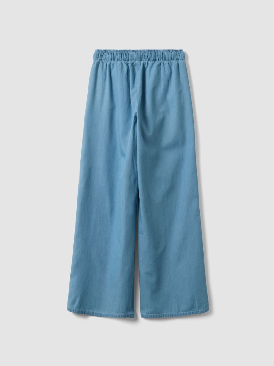 Pantal&oacute;n vaquero azul claro de algod&oacute;n puro para ni&ntilde;a, pernera ancha_4