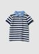 Blue striped stretch-cotton polo with classic collar_0
