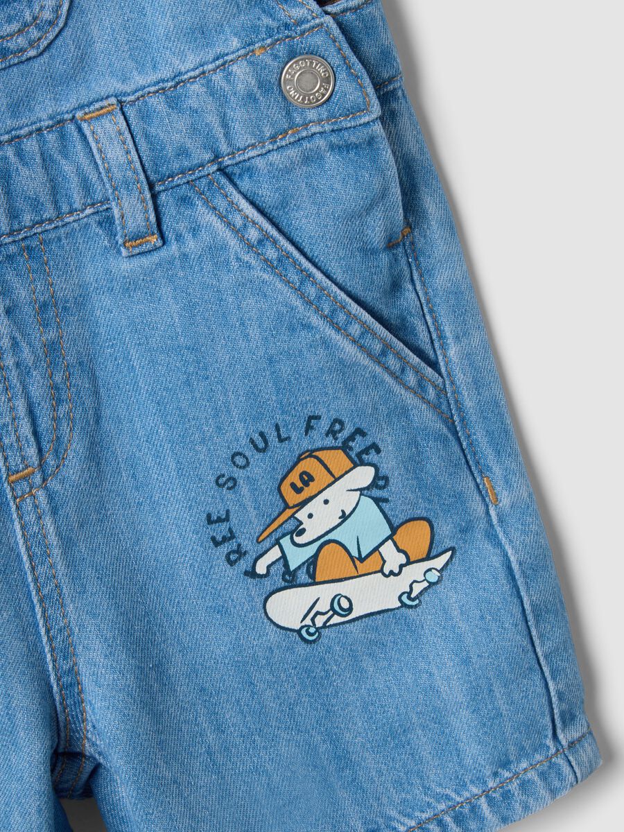 Jardineiras de ganga azul em puro algod&atilde;o para beb&eacute;, ajuste regular_2