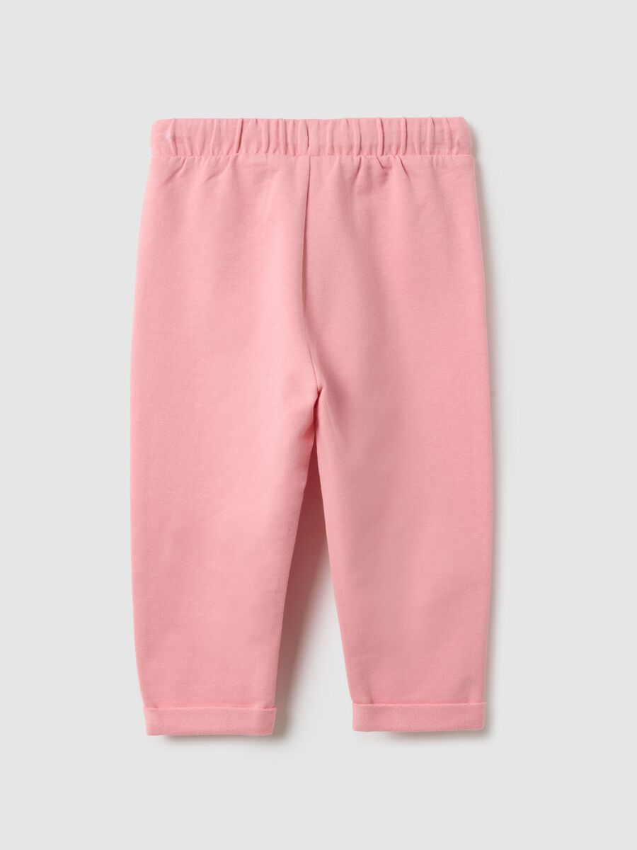 Girls' pink stretch cotton slim fit trousers_1