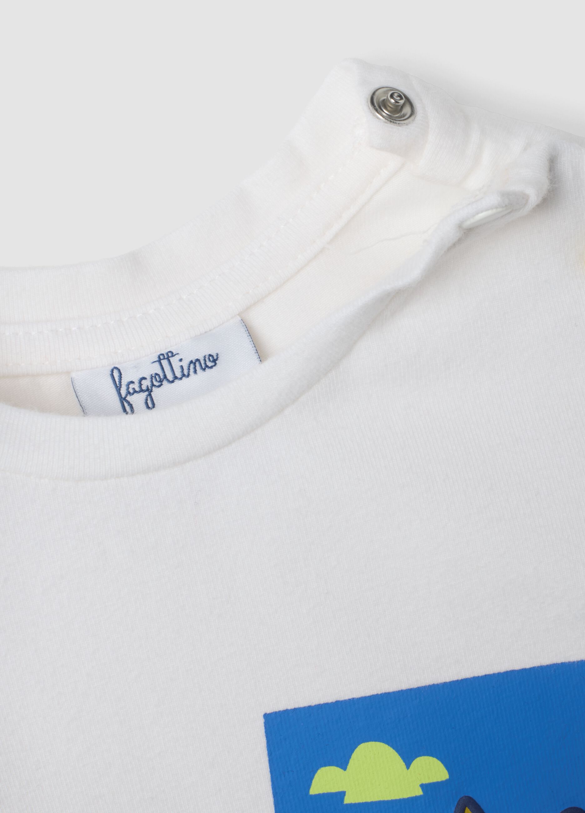 T-shirt bianca girocollo in cotone organico elasticizzato
