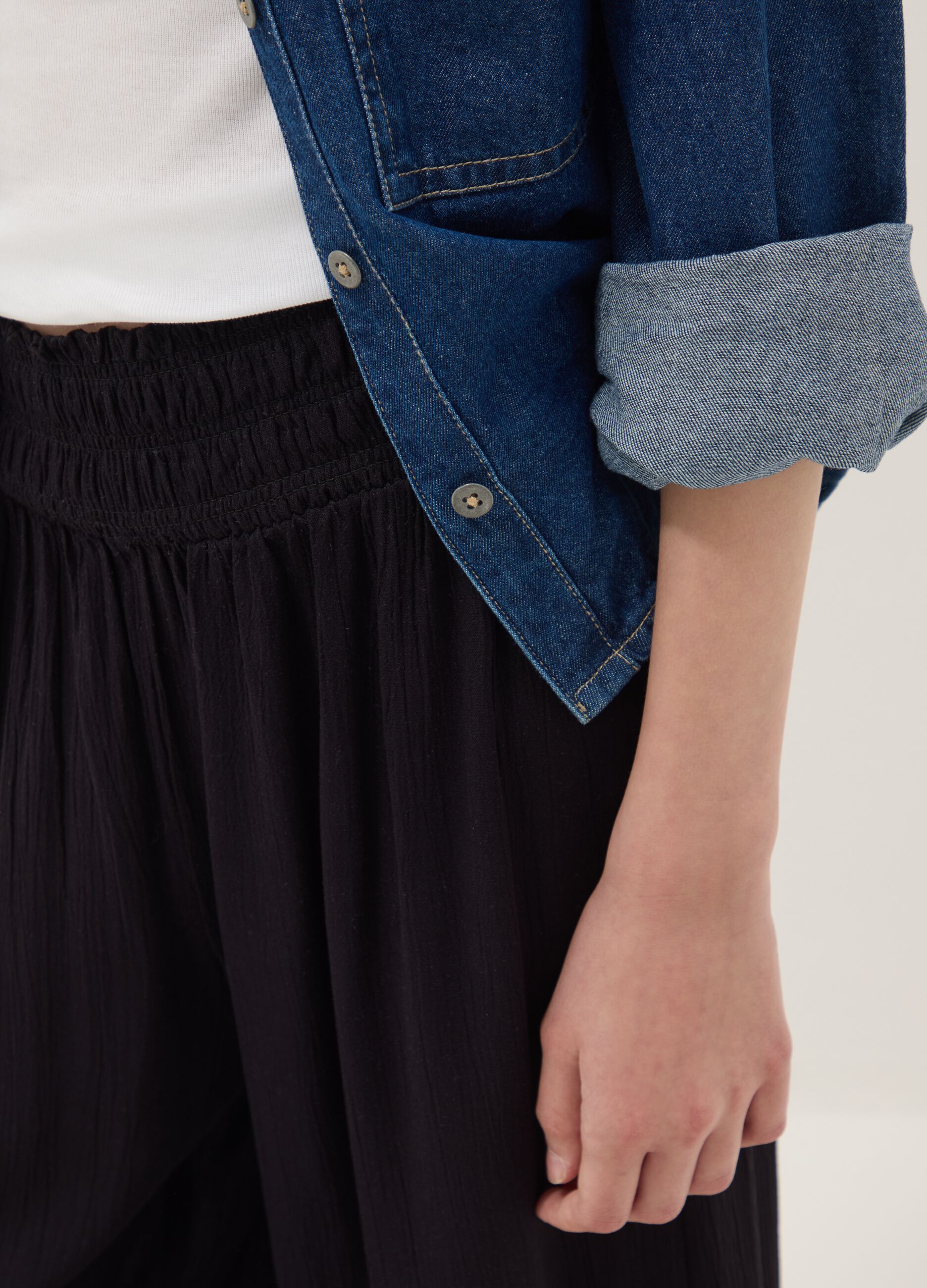 Black pure viscose palazzo trousers