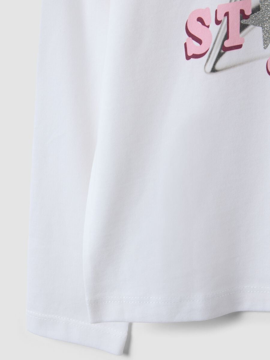 Pink pure organic cotton star-print T-shirt for girls_3