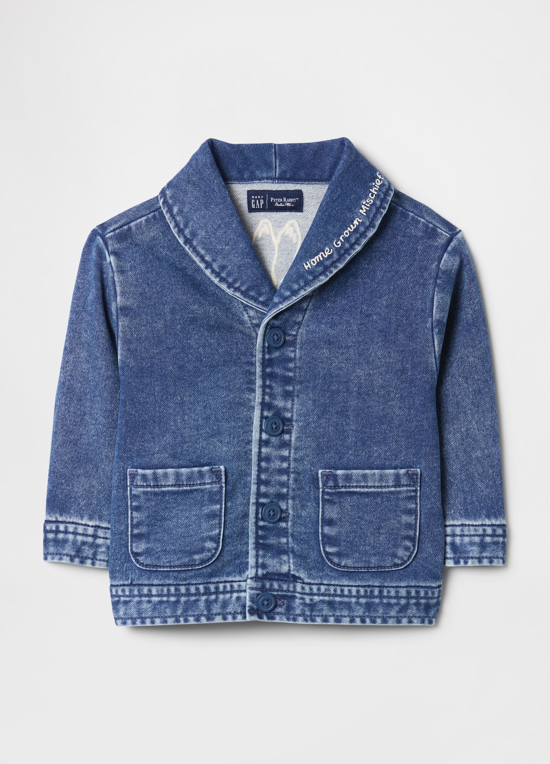 Blue Denim Jacket with Peter Rabbit Embroidery