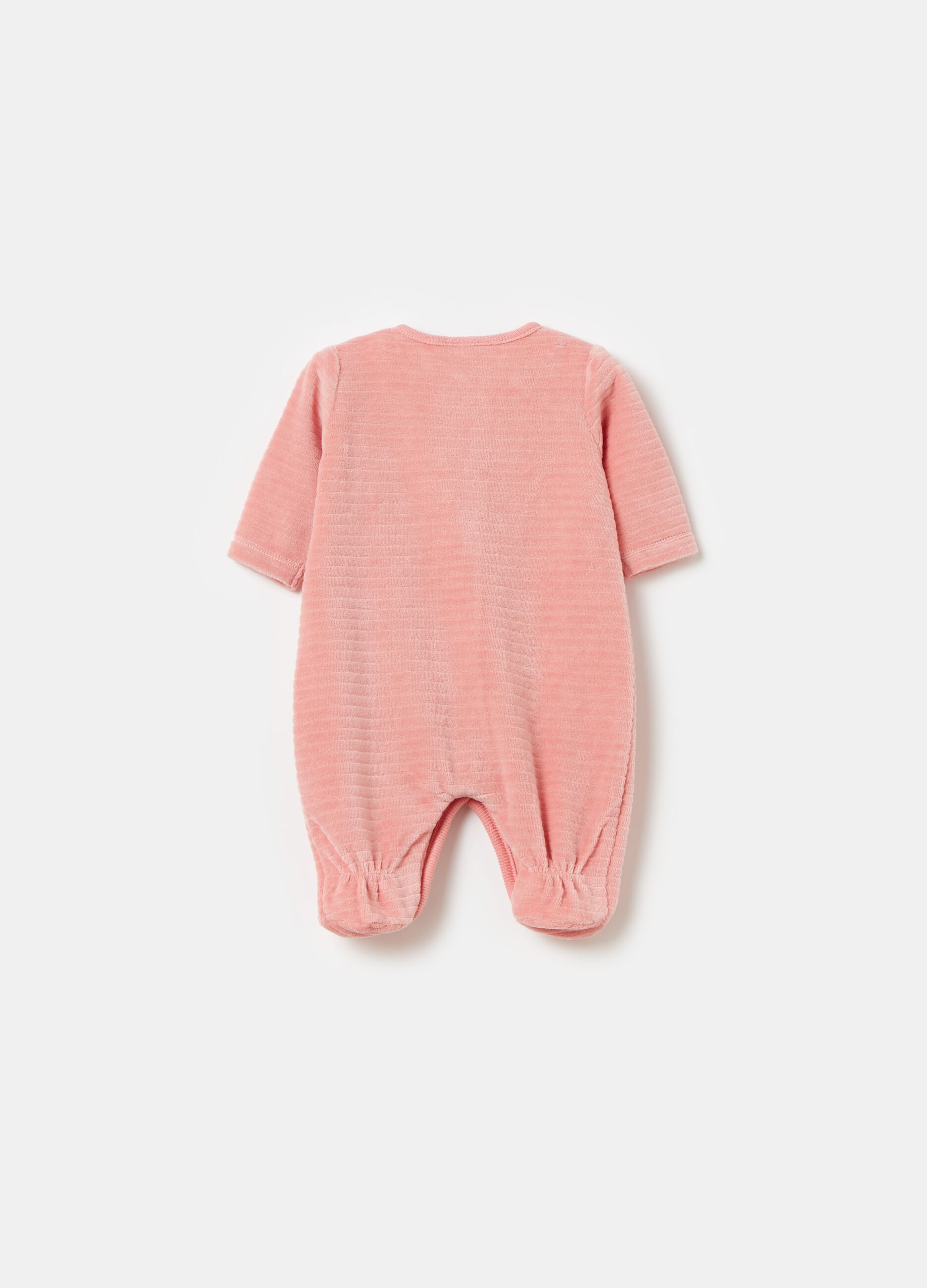 Onesie with feet and striped weave