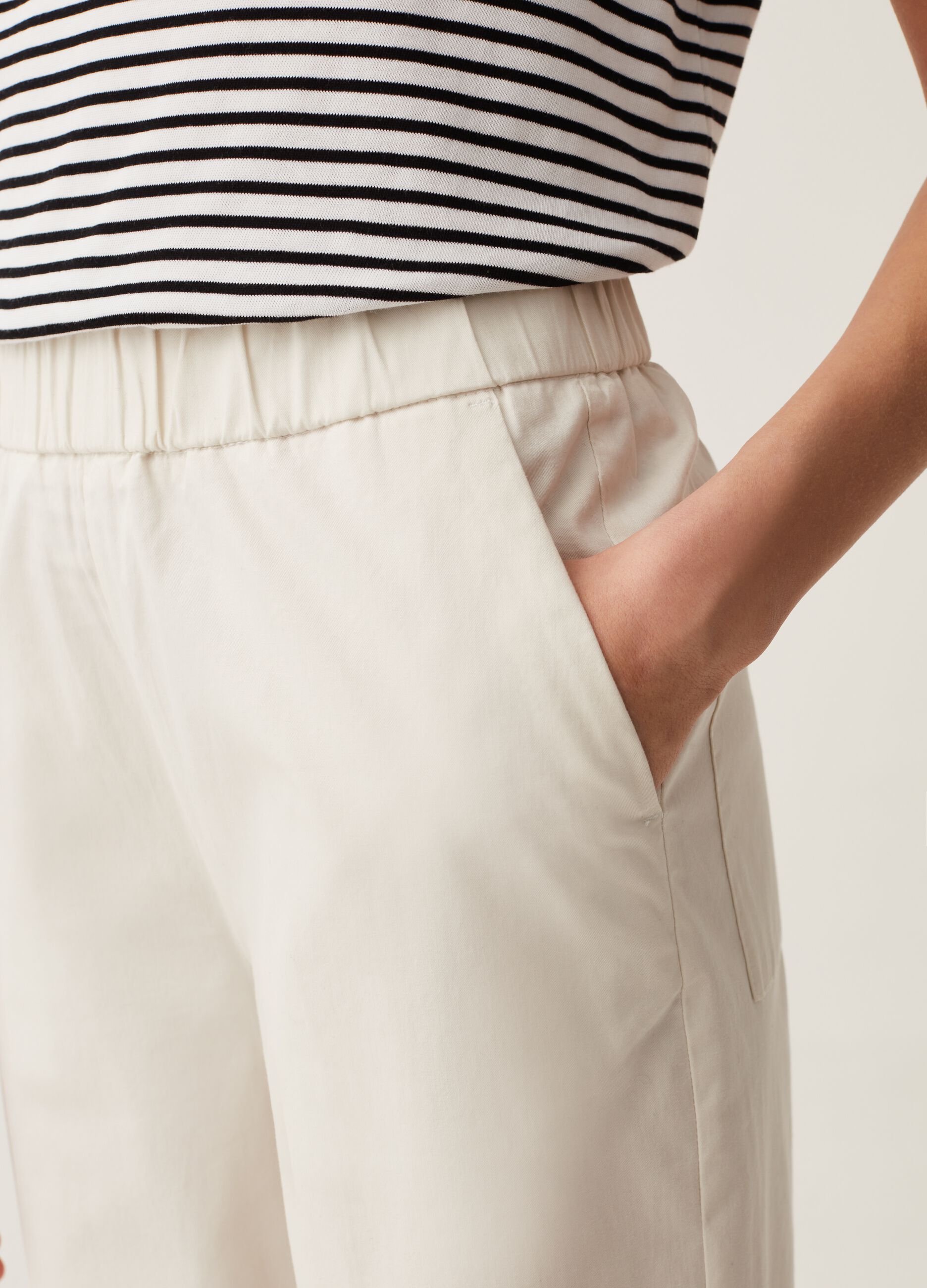 Wide-leg trousers in stretch cotton