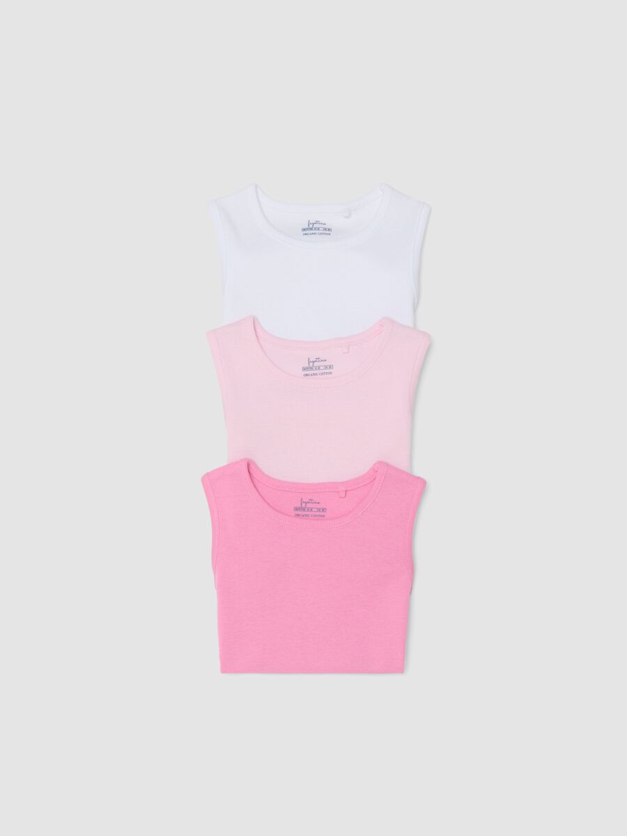 Pack of three sleeveless bodysuits in pure cotton for newborns - multicolour_3
