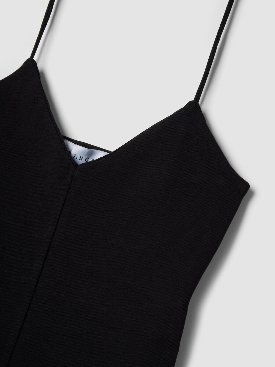 Black organic cotton tank top with thin straps_1