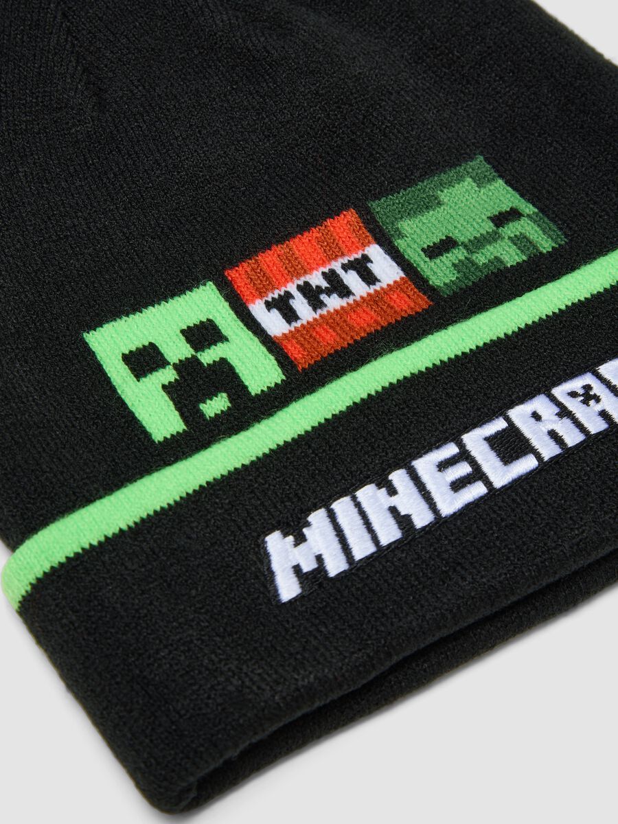Cappello nero in maglia con risvolto a tema Minecraft_2
