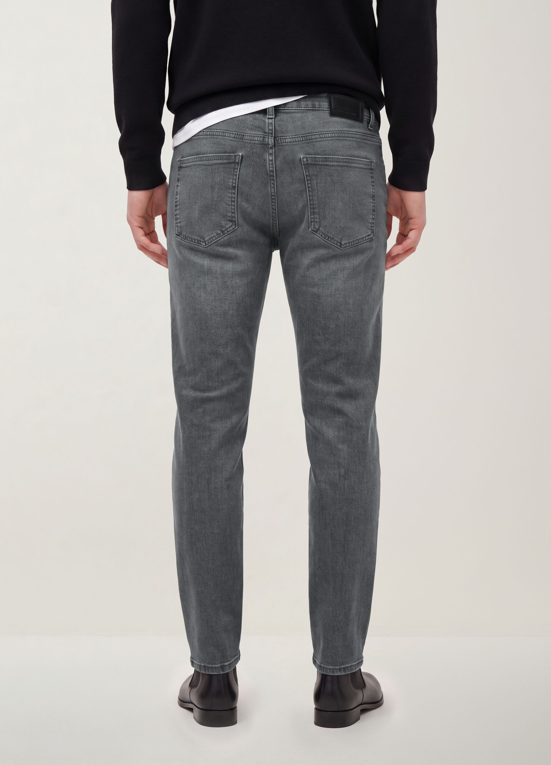 Men&rsquo;s grey denim slim-fit stretch cotton jeans