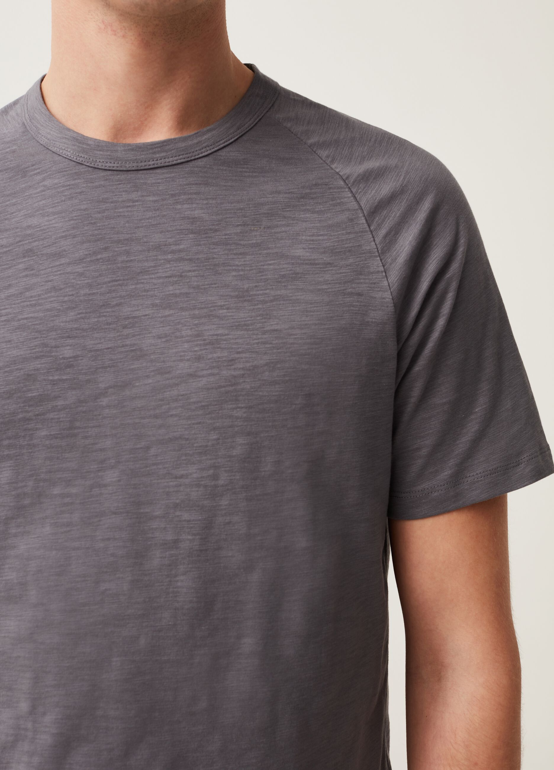 Jersey slub T-shirt with raglan sleeves