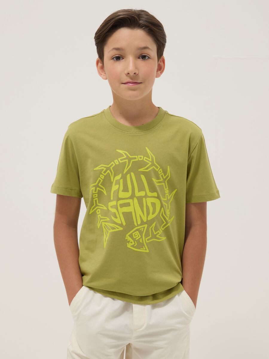 Camiseta verde de algod&oacute;n org&aacute;nico de manga corta_1