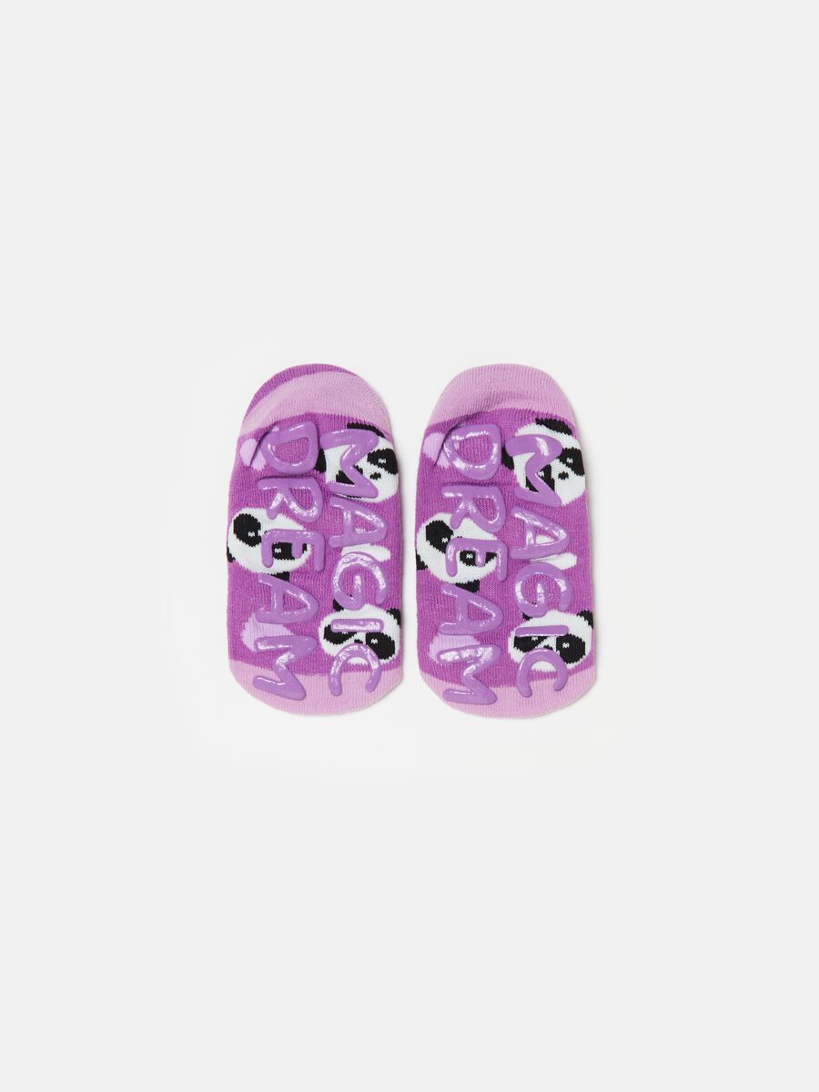 Slipper socks with panda and hearts design_1