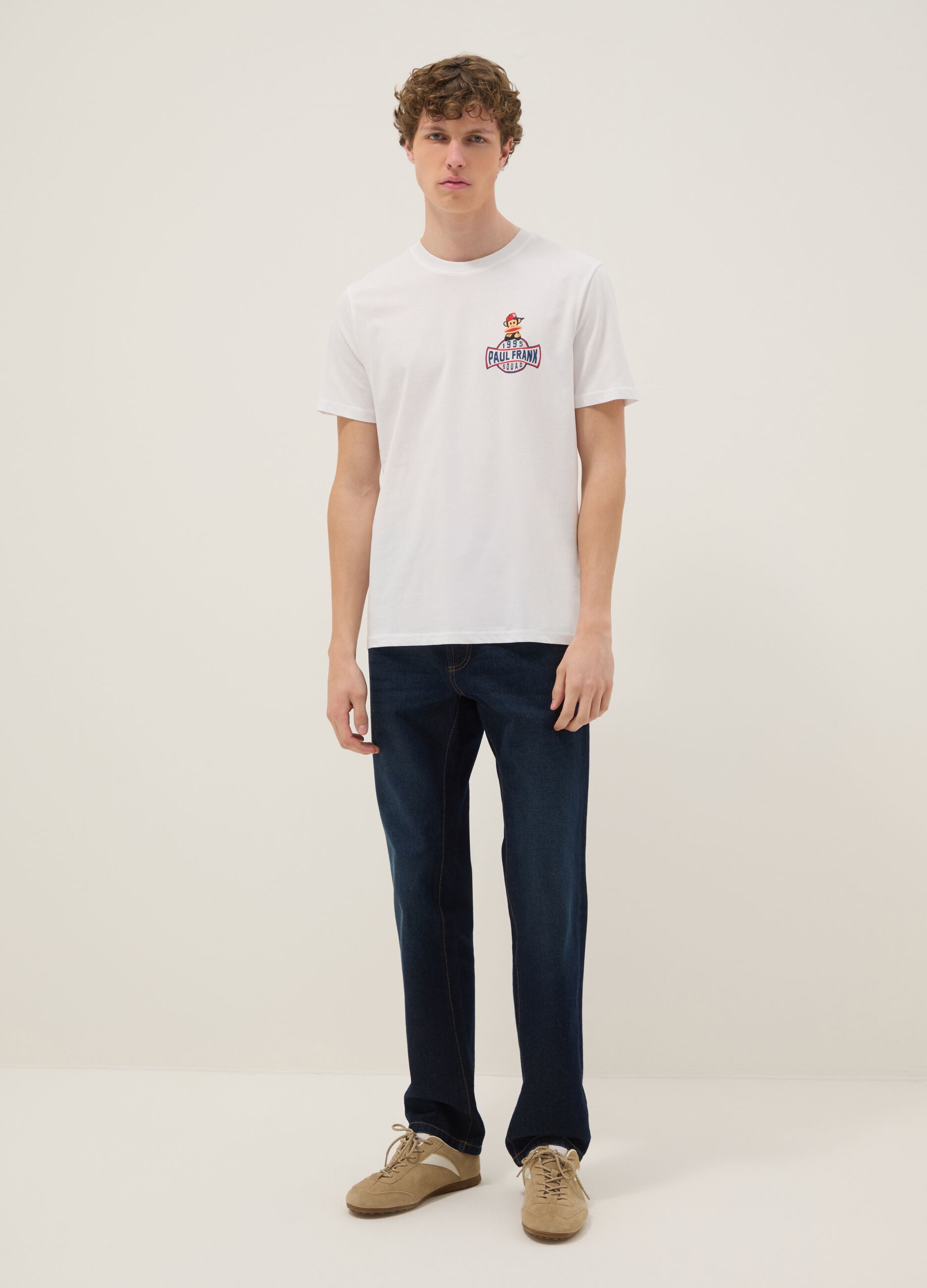 Wei&szlig;es T-Shirt aus reiner Baumwolle mit Paul-Frank-Print, Regular Fit