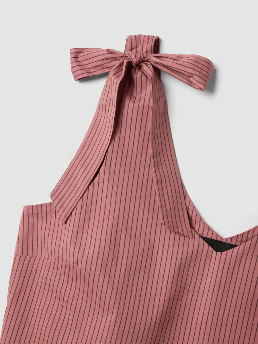 Pink stretch-cotton blouse with tie shoulder straps_1