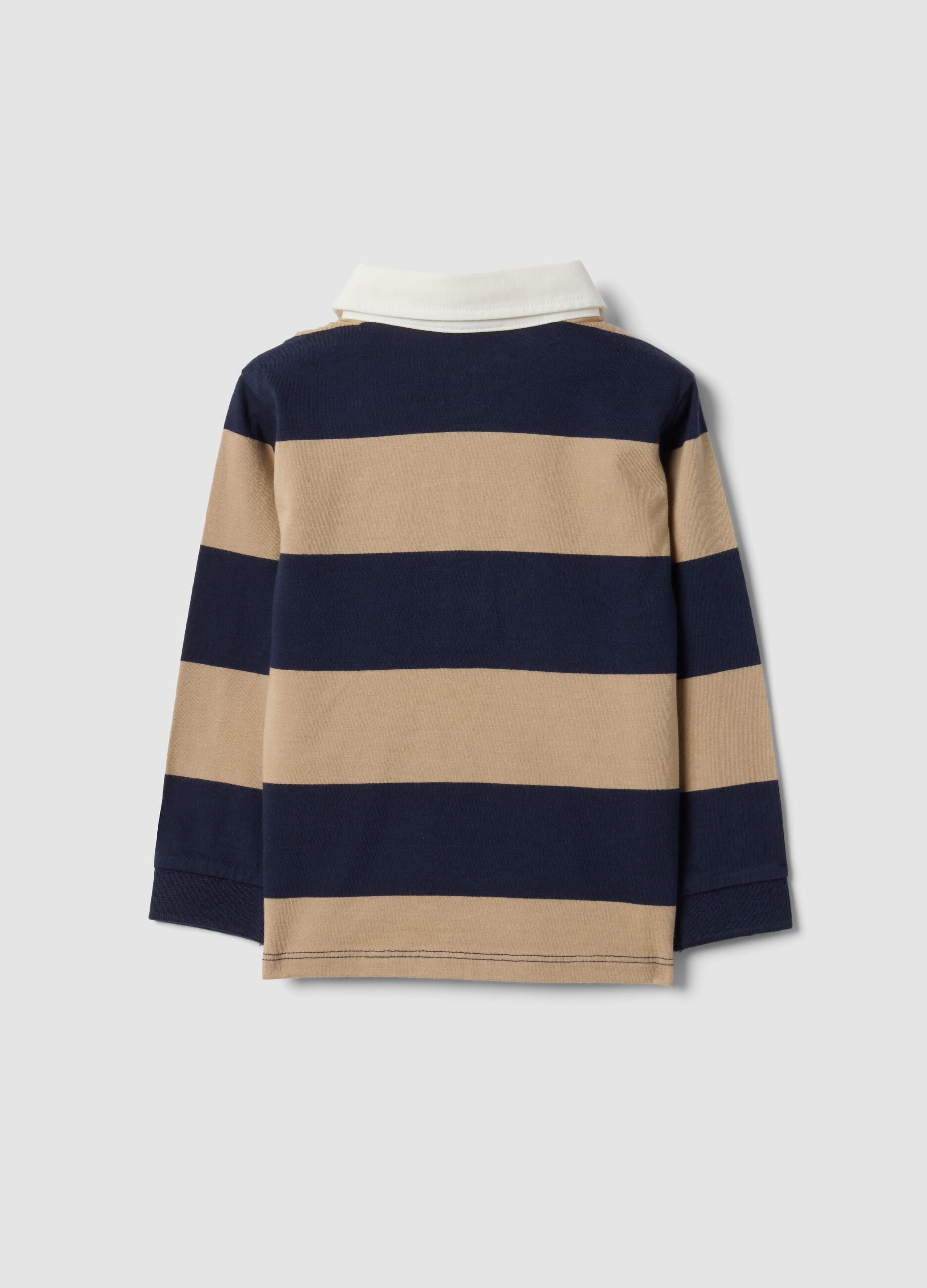 Blue striped polo shirt in pure organic cotton for baby boy
