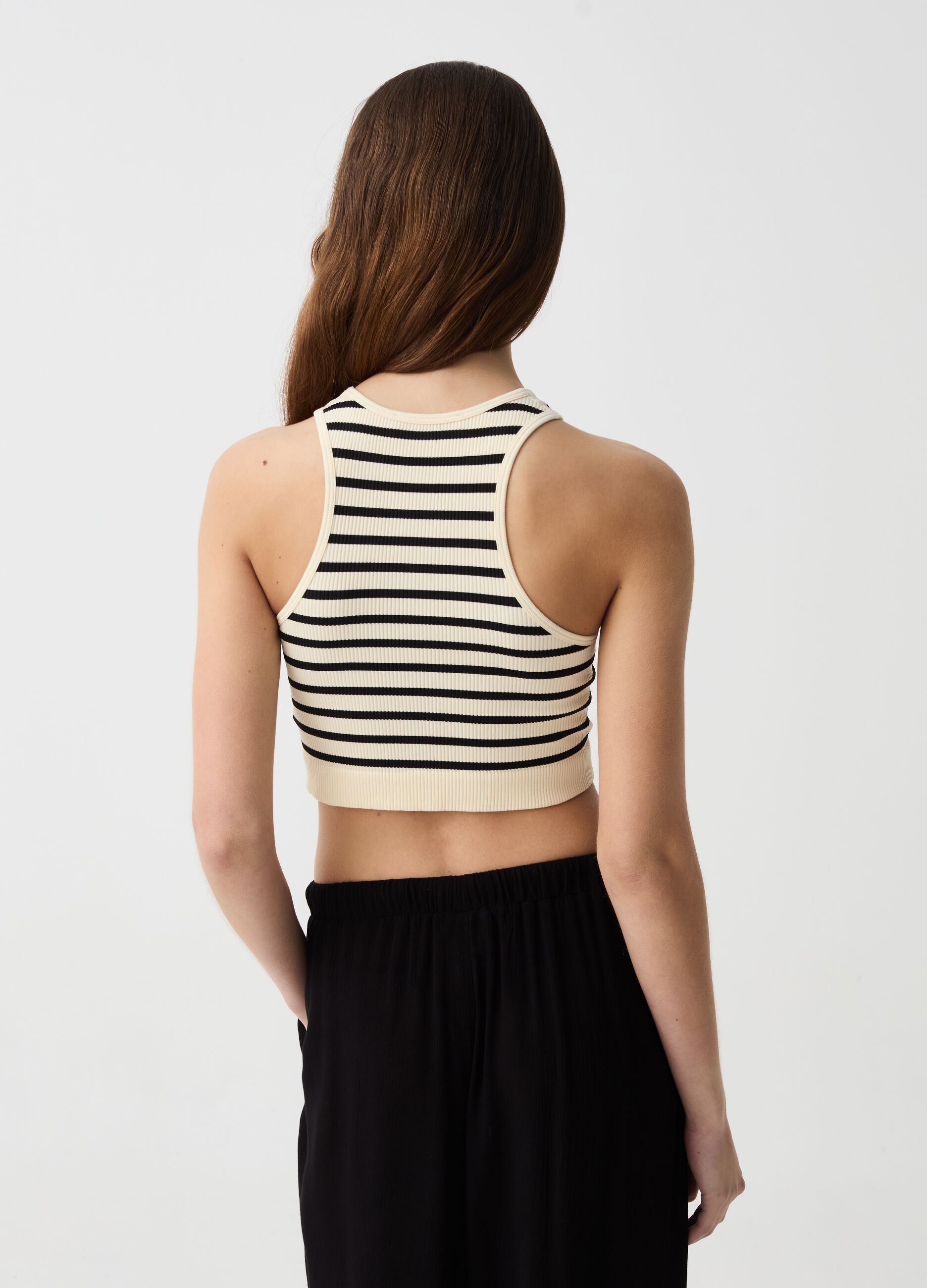 Seamless crop top with stripes
