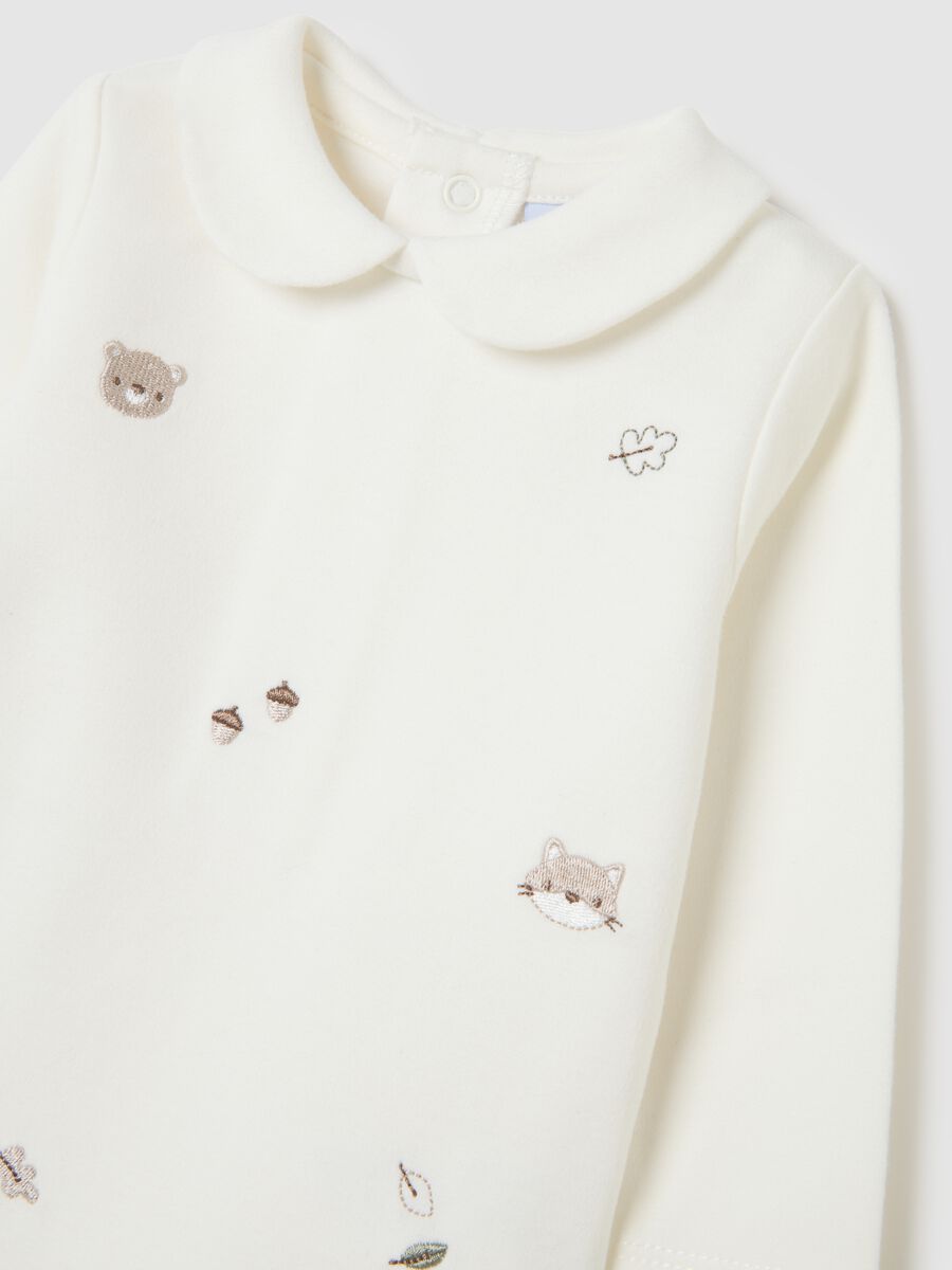 Newborn white pure cotton bodysuit with collar_2